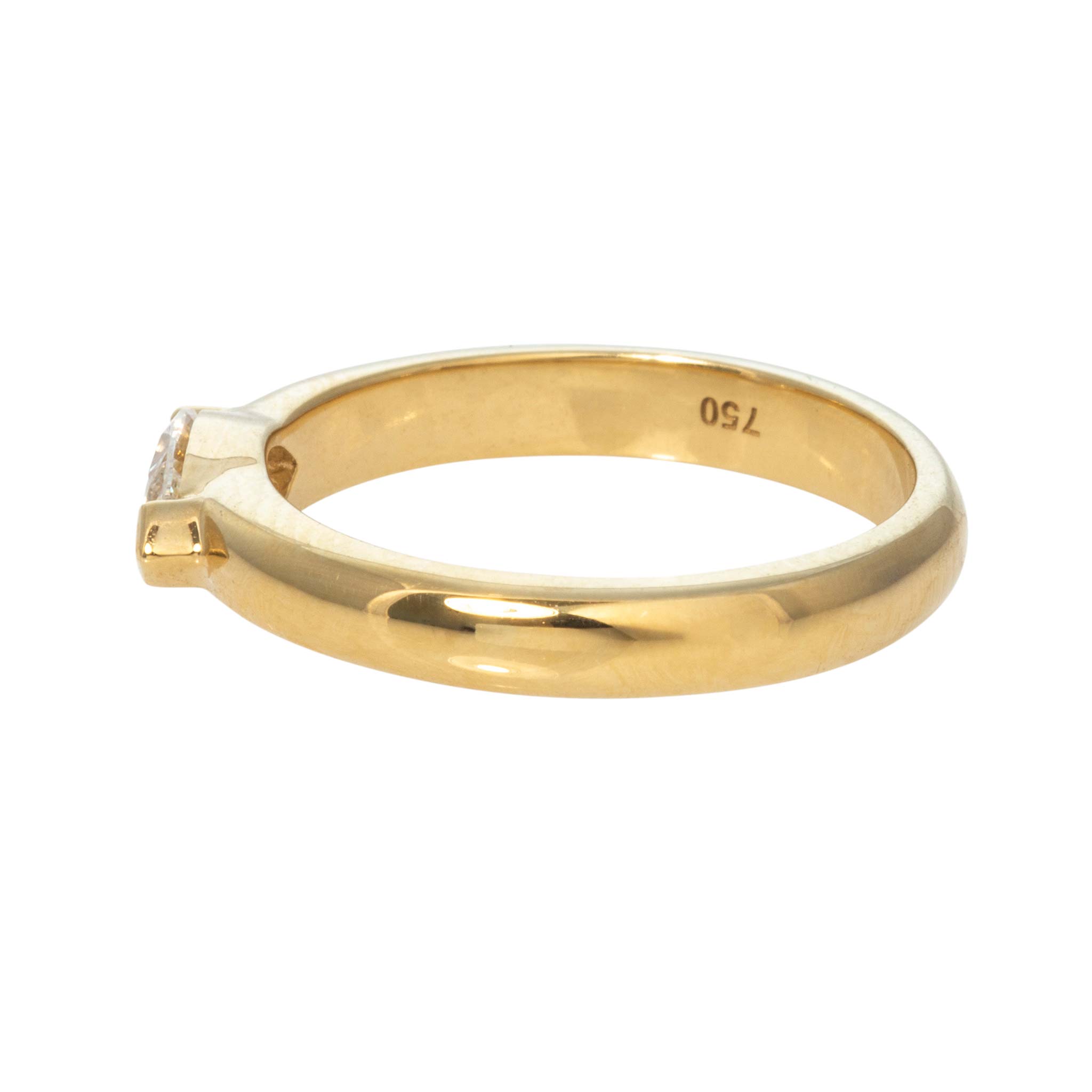 Marquise Diamond Solitaire 18K Yellow Gold Band