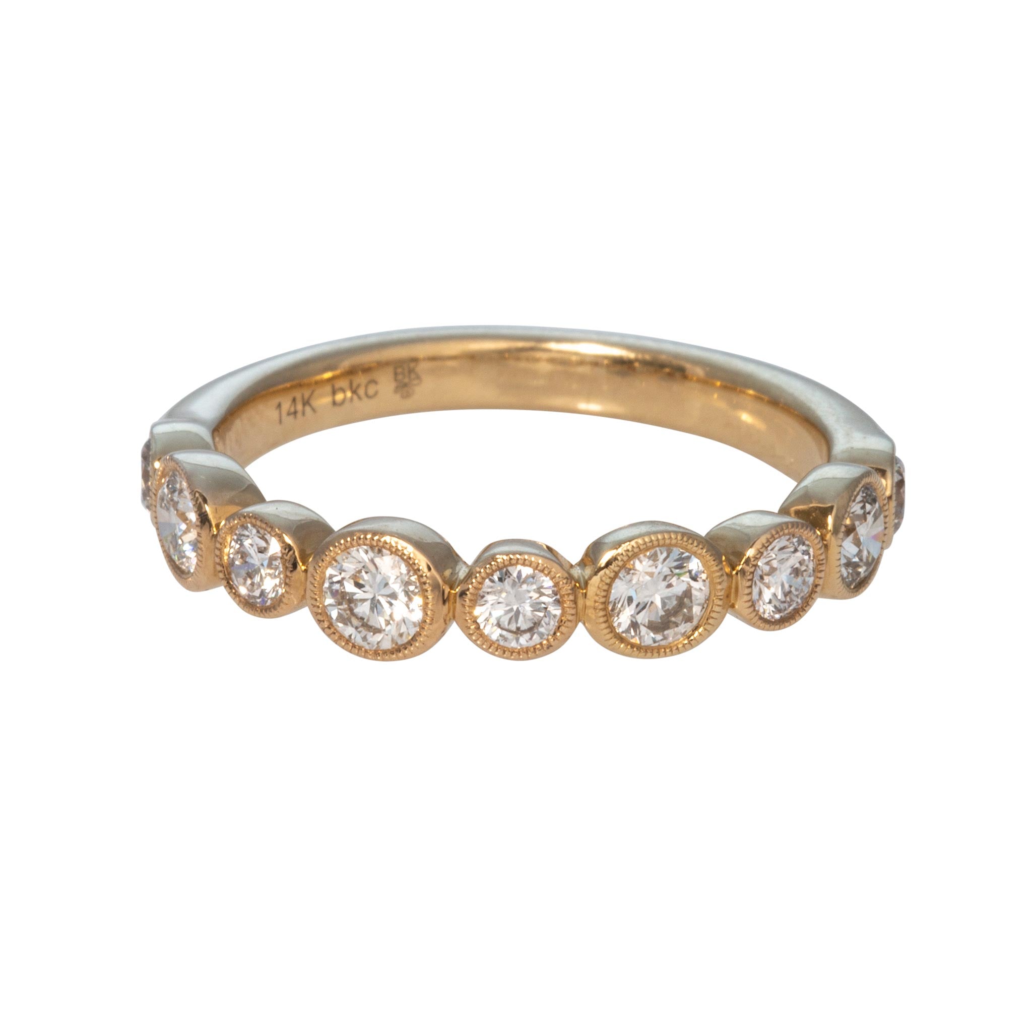 .76ctw Diamond Bezel Milgrain Halfway 14K Yellow Gold Band