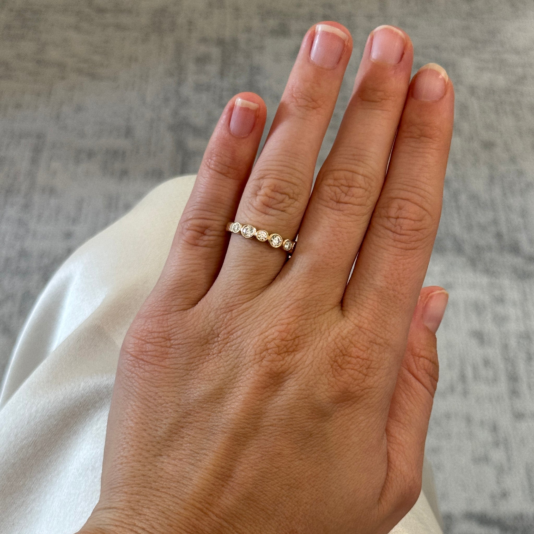 .76ctw Diamond Bezel Milgrain Halfway 14K Yellow Gold Band