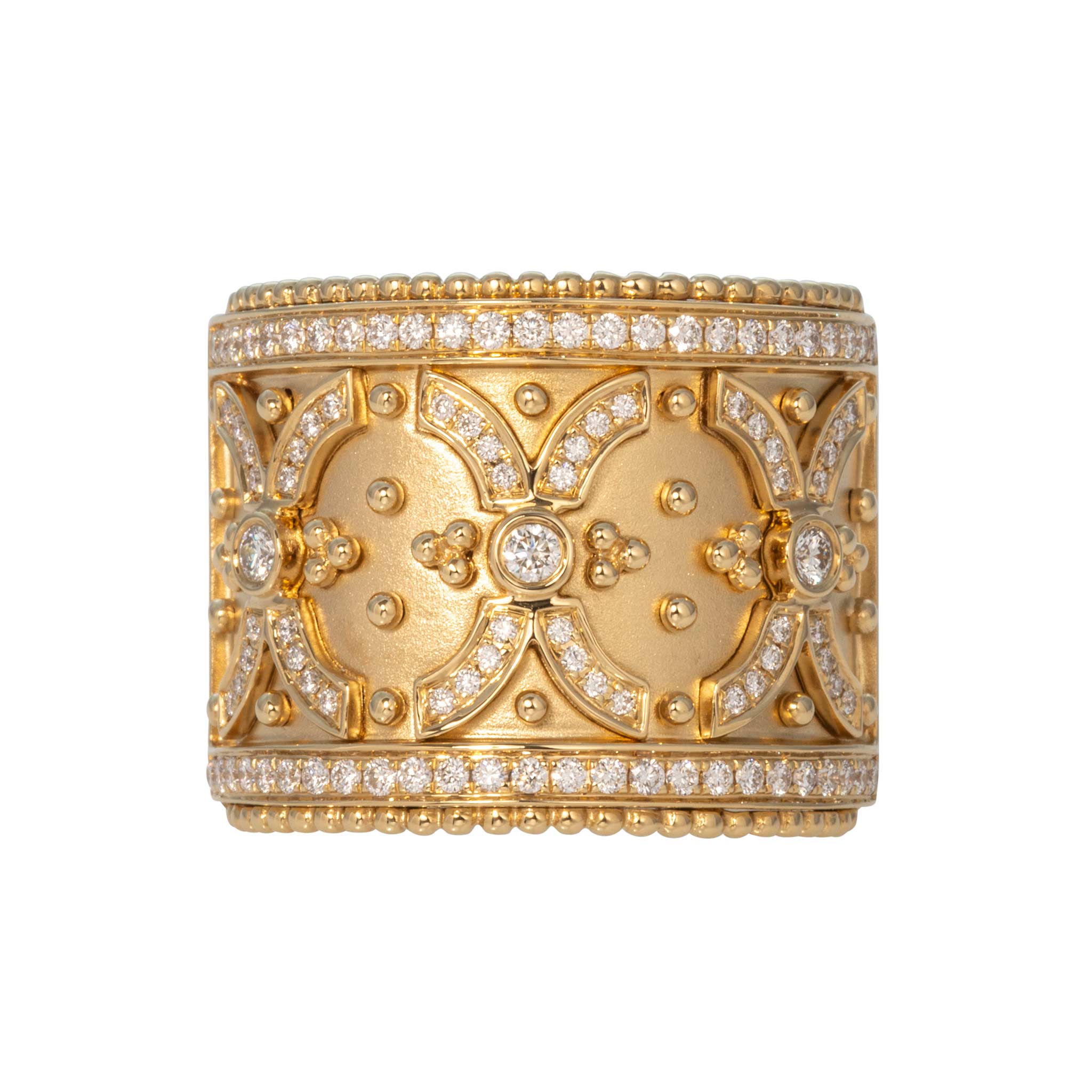 Diamond 18K Yellow Gold Byzantine Ring