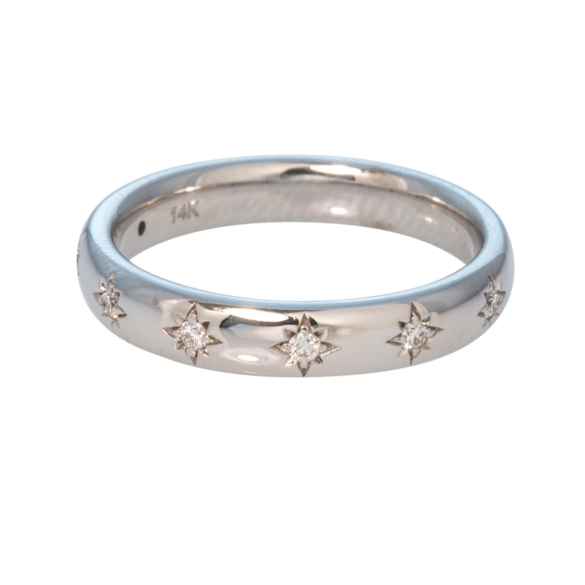 Diamond Star 14K White Gold Band