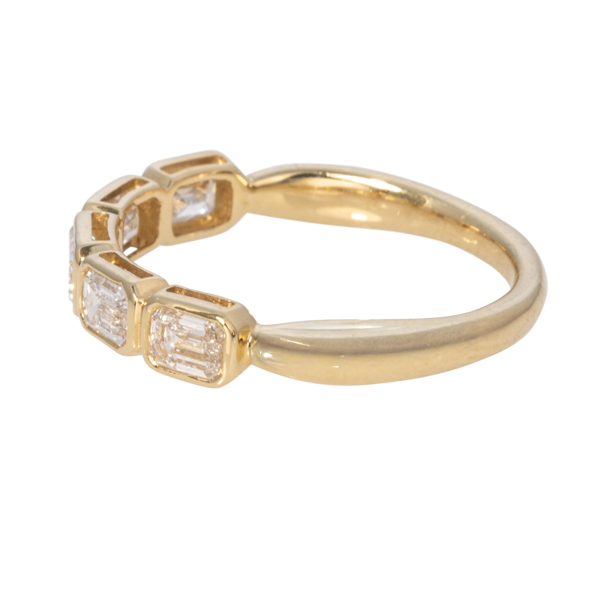 Emerald-Cut Diamond Five-Stone Bezel-Set 14K Yellow Gold Band