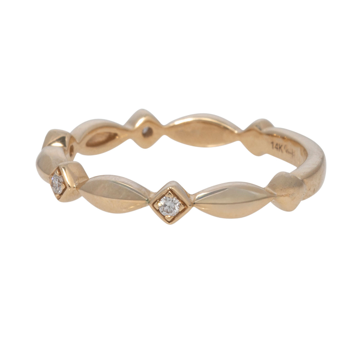Diamond Station 14K Yellow Gold Stackable Band