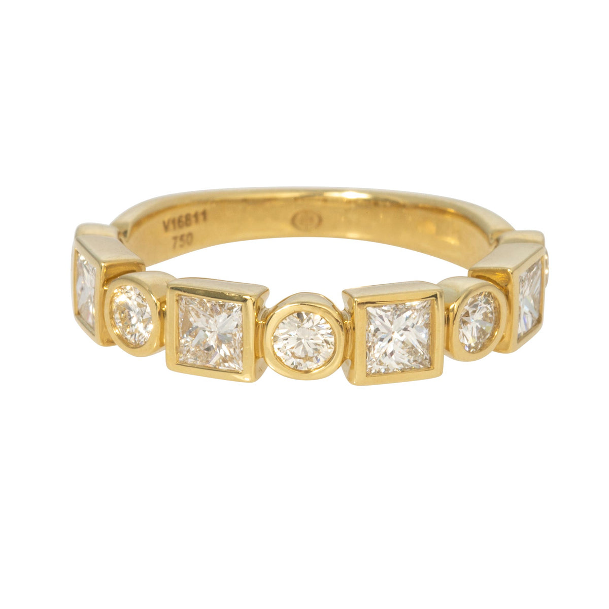Christopher Designs 1.29ctw Princess & Round Diamond Bezel Halfway Band