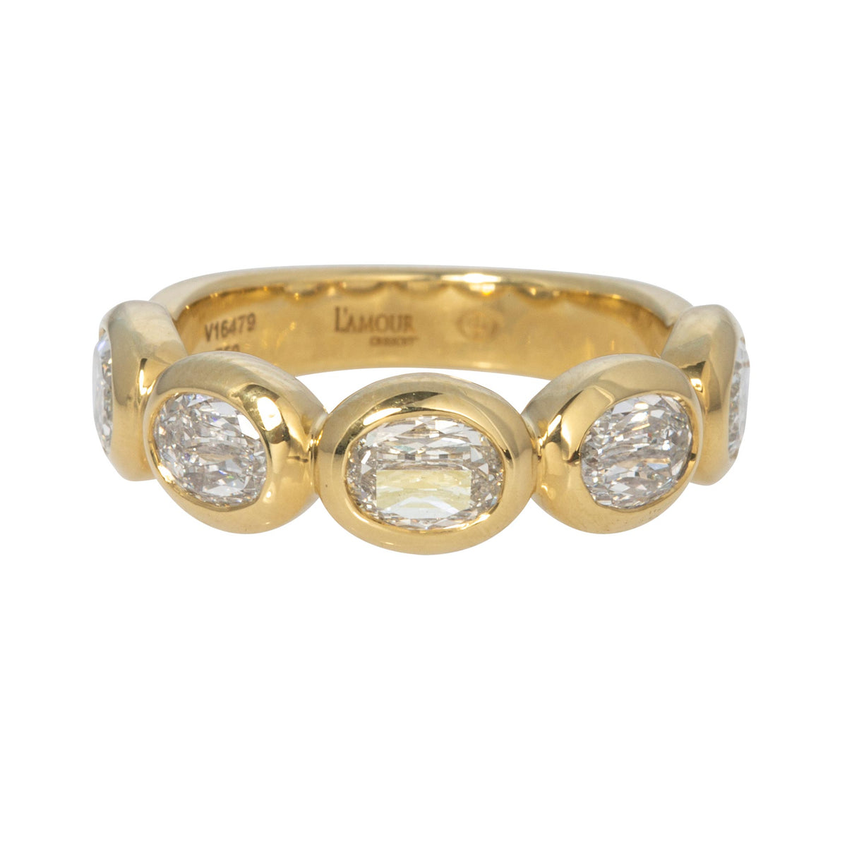 Christopher Designs 1.70ctw L’Amour Crisscut Oval Diamond Bezel Five-Stone Band
