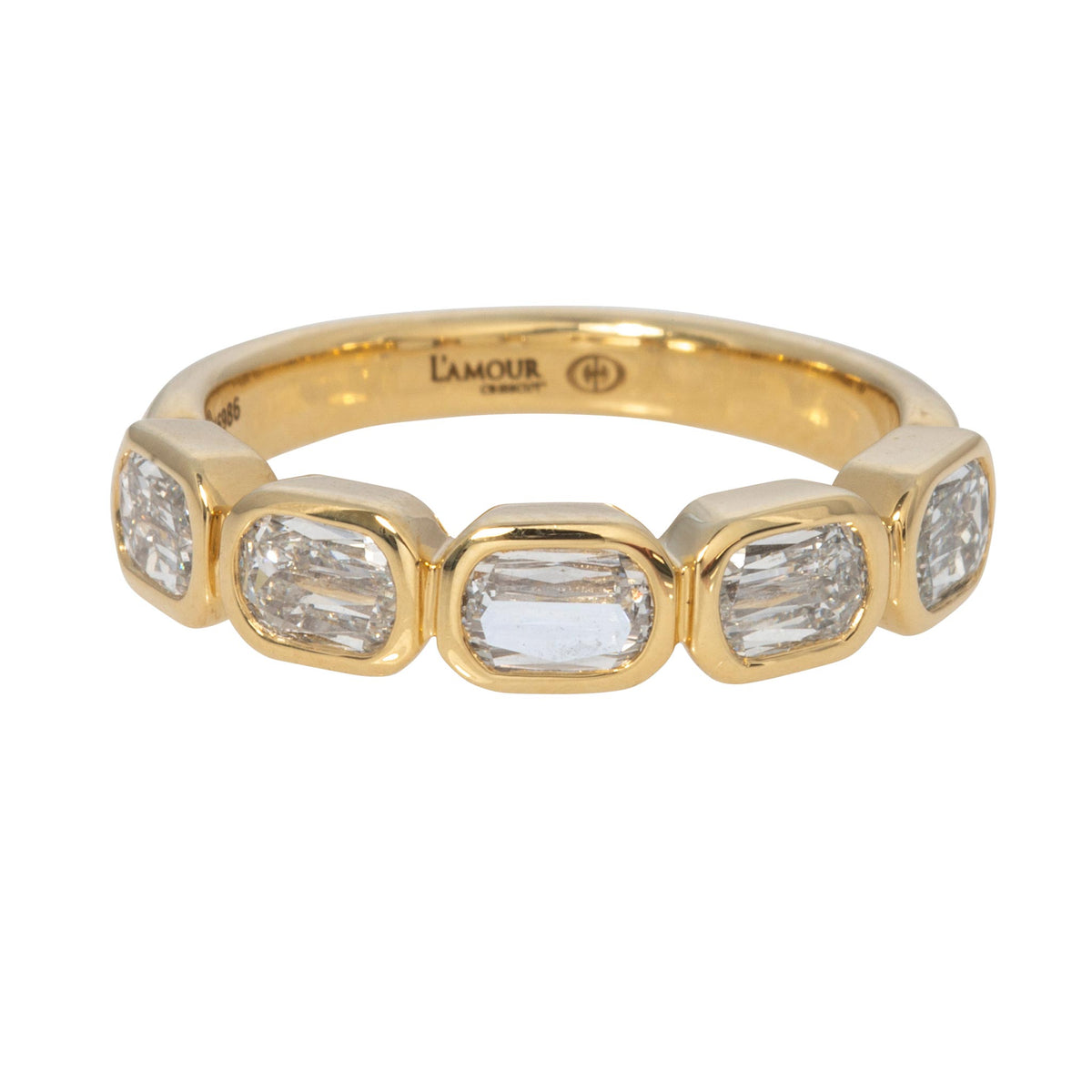 Christopher Designs 1.17ctw L’Amour Crisscut Diamond Bezel Five-Stone Band
