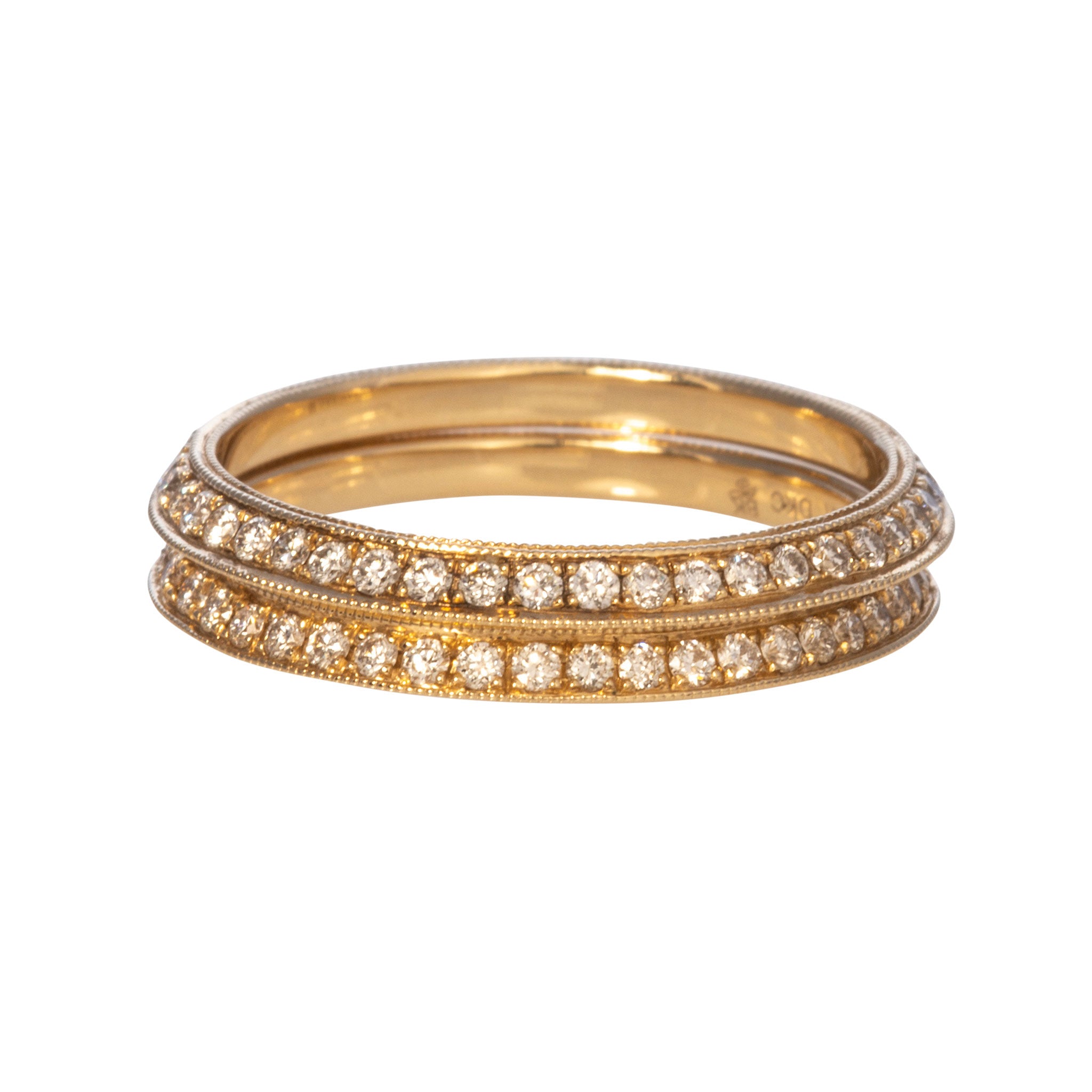 Diamond Milgrain 14K Yellow Gold Half Knife Edge Eternity Band