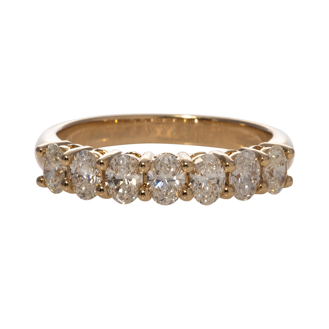 1ctw Oval Diamond 7-Stone 18K Yellow Gold Band