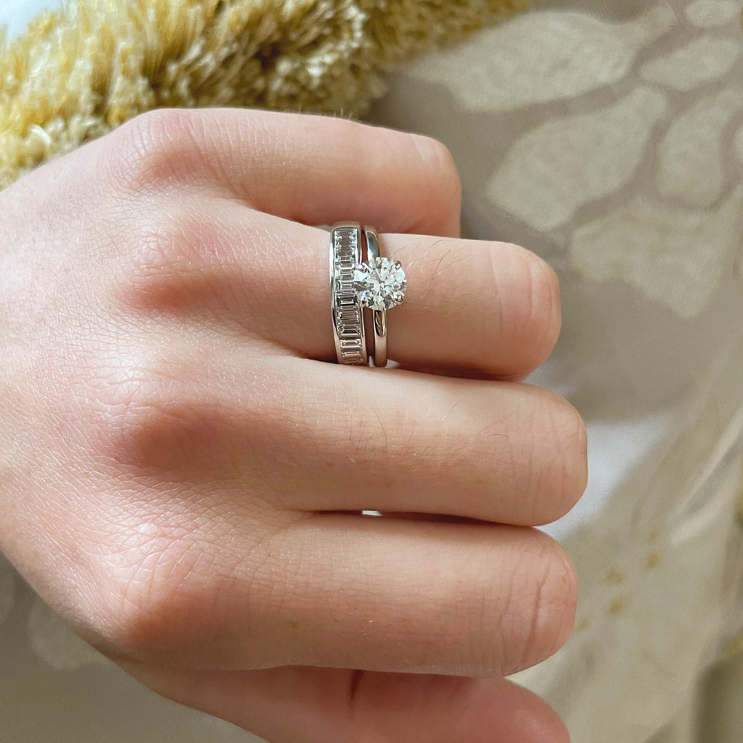 Baguette Diamond Channel Set 14K White Gold Halfway Band