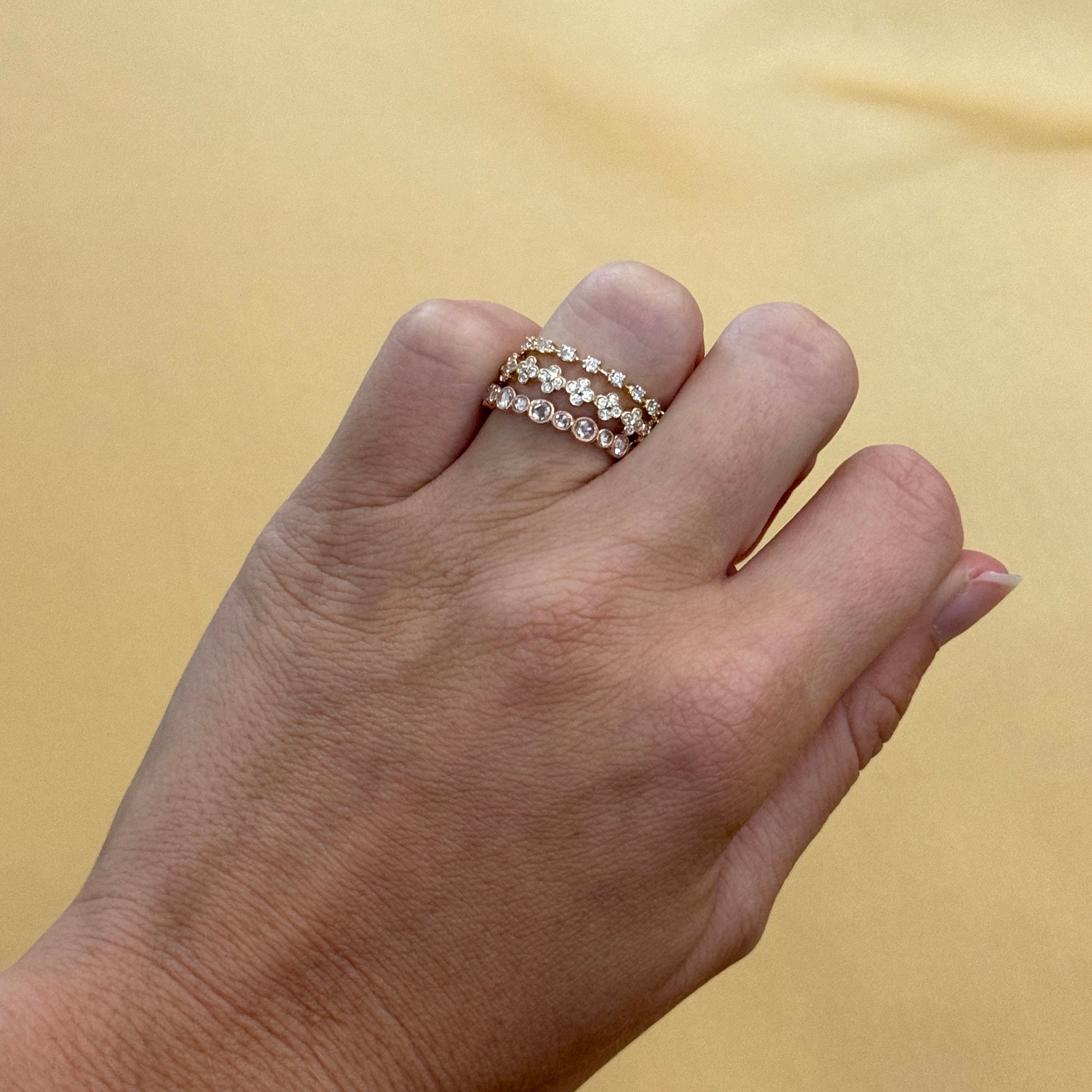 Diamond Bar Spaced 14K Yellow Gold Halfway Band