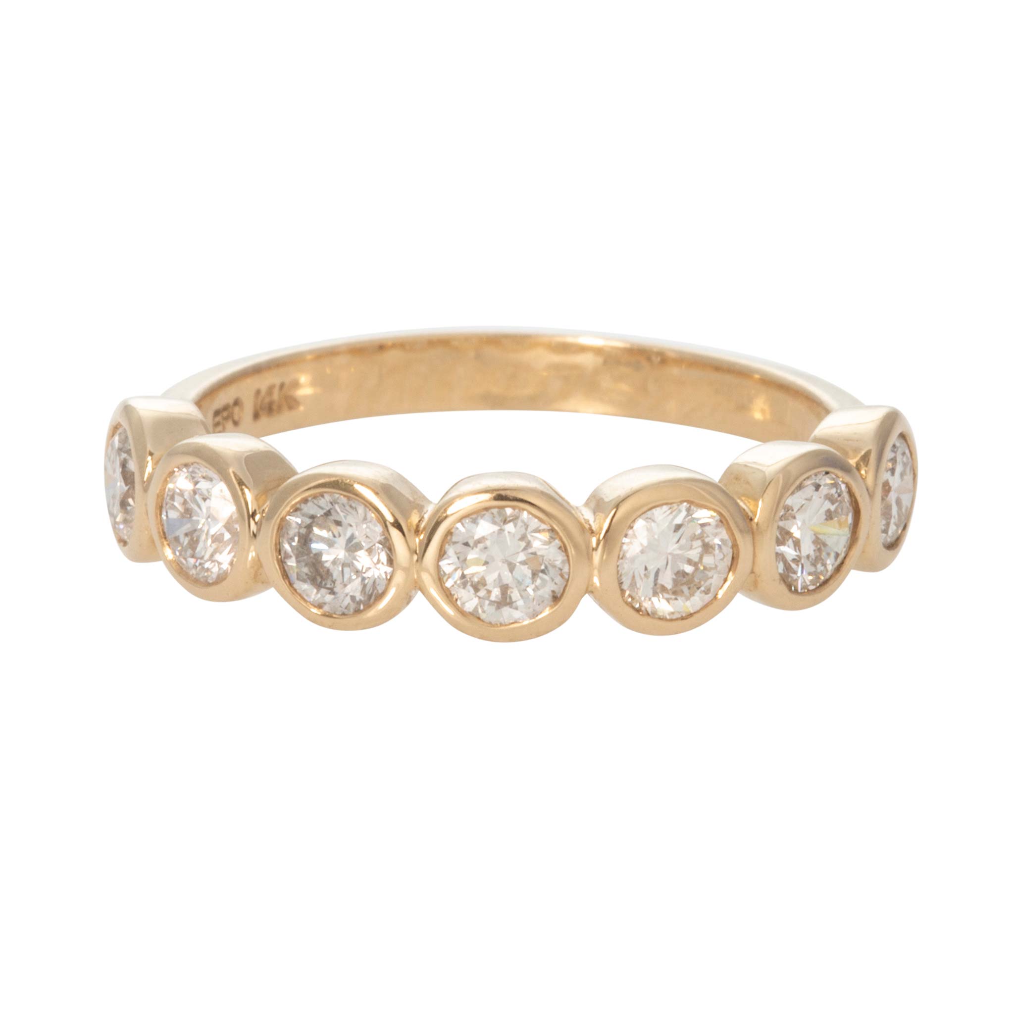 Diamond Bezel Set Halfway 14K Yellow Gold Band