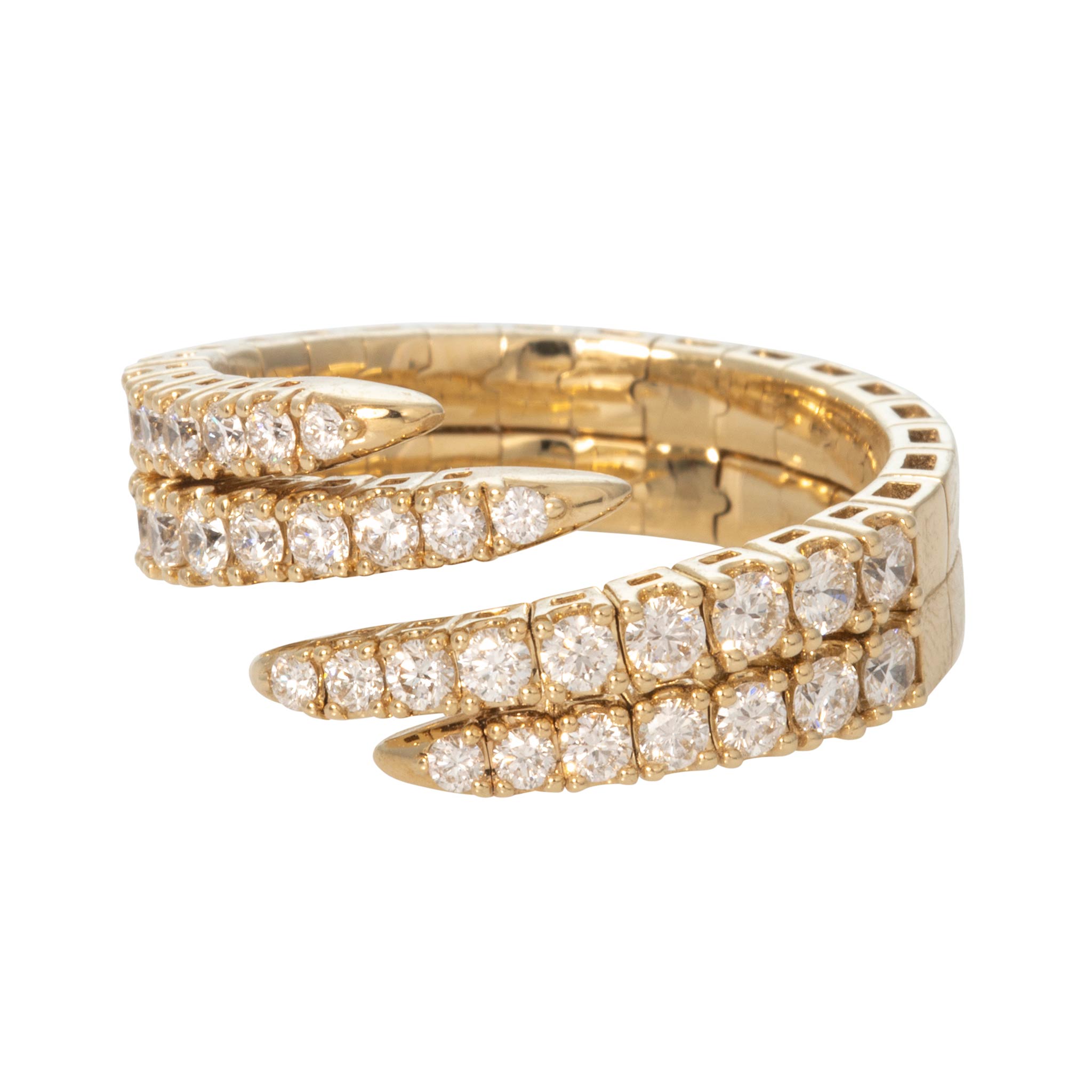 Diamond 14K Yellow Gold Flexible Double Bypass Ring