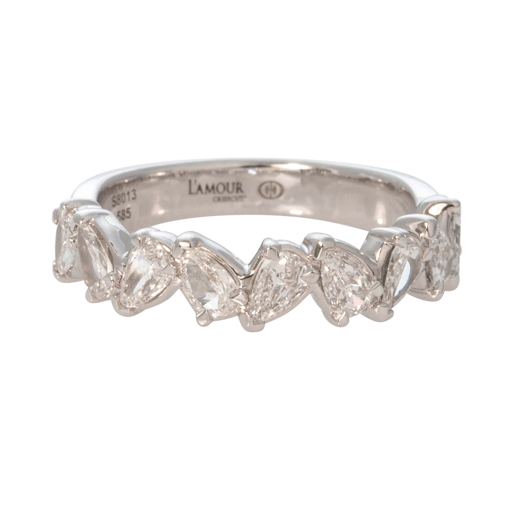 Christopher Designs L’Amour Crisscut Pear Diamond 9-Stone Band