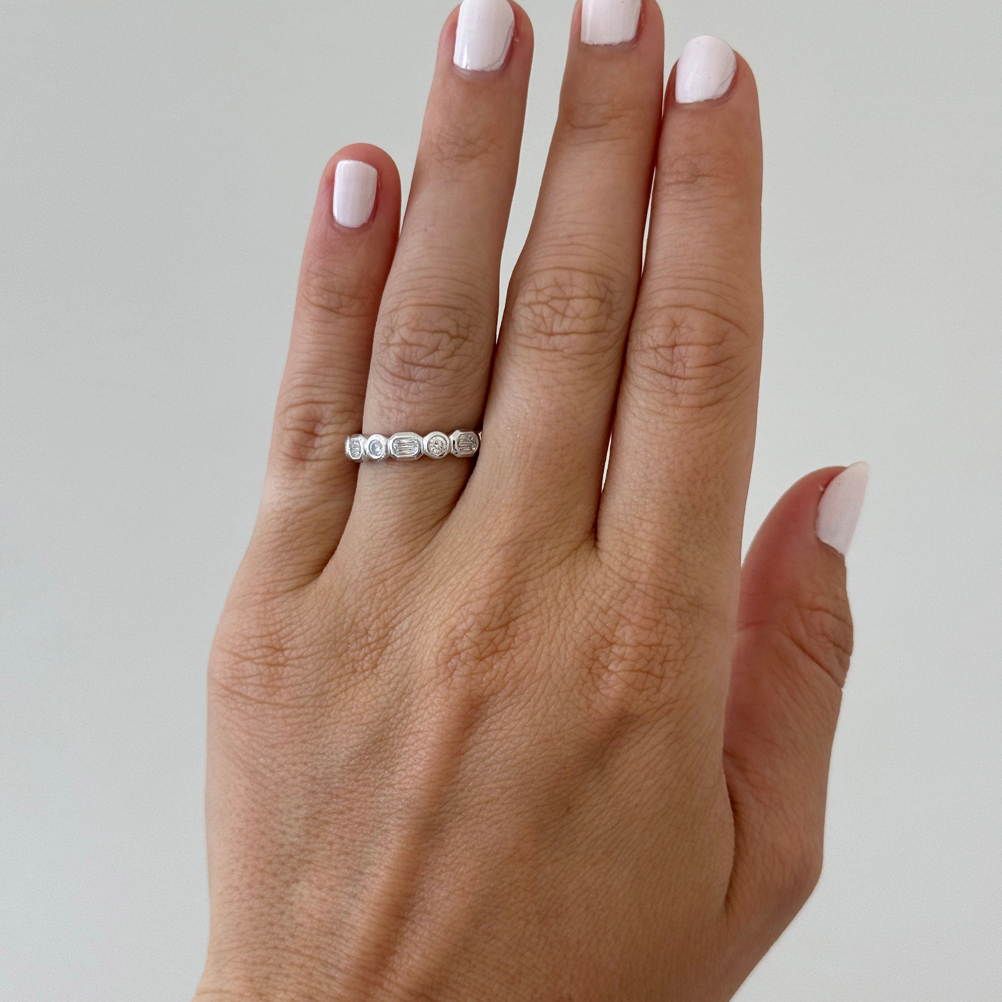 Christopher Designs L’Amour Crisscut & Round Diamond Bezel Halfway Band