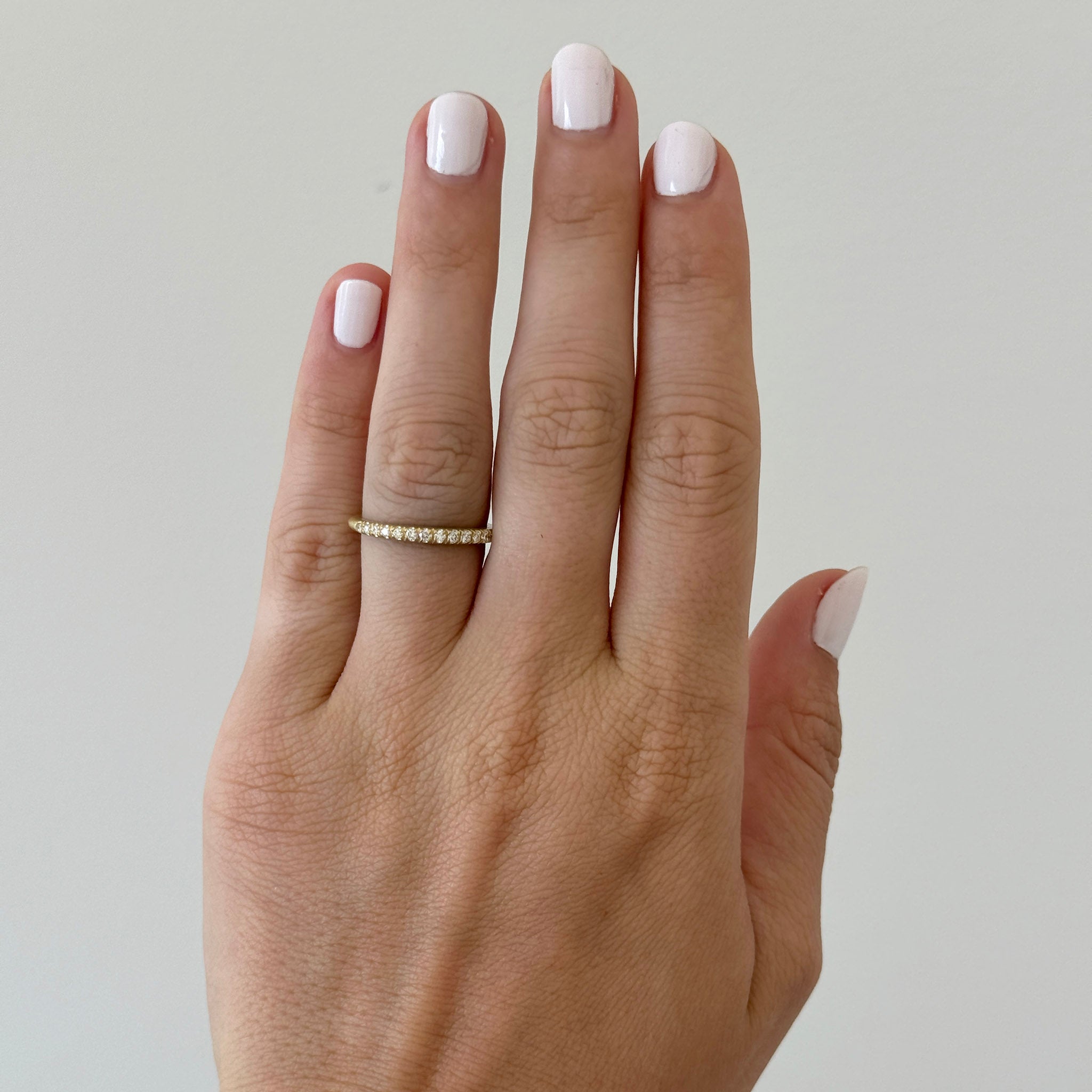 Mazza Diamond Halfway Matte 14K Gold Tapered Band