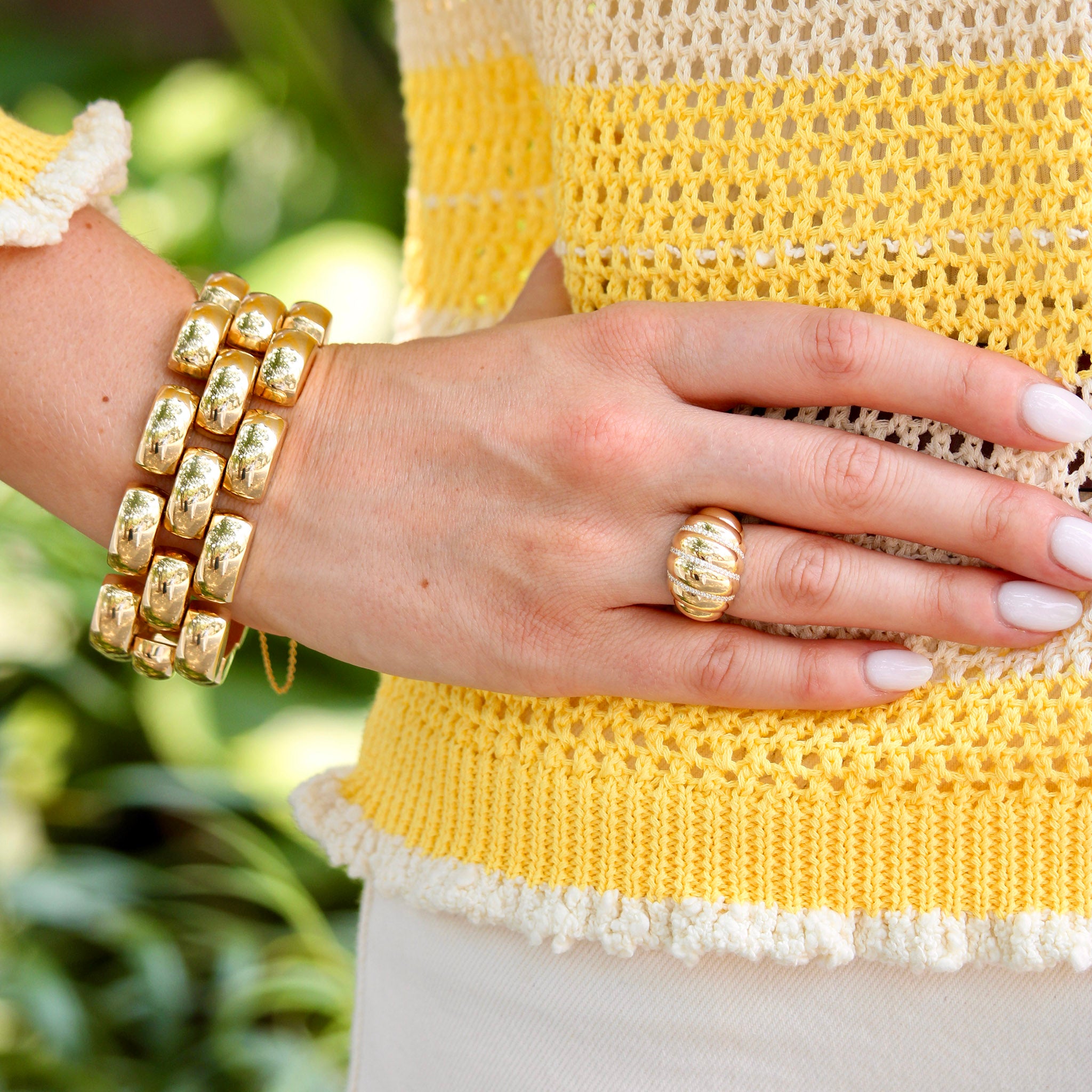 14K Yellow Gold Diamond Shrimp Ring