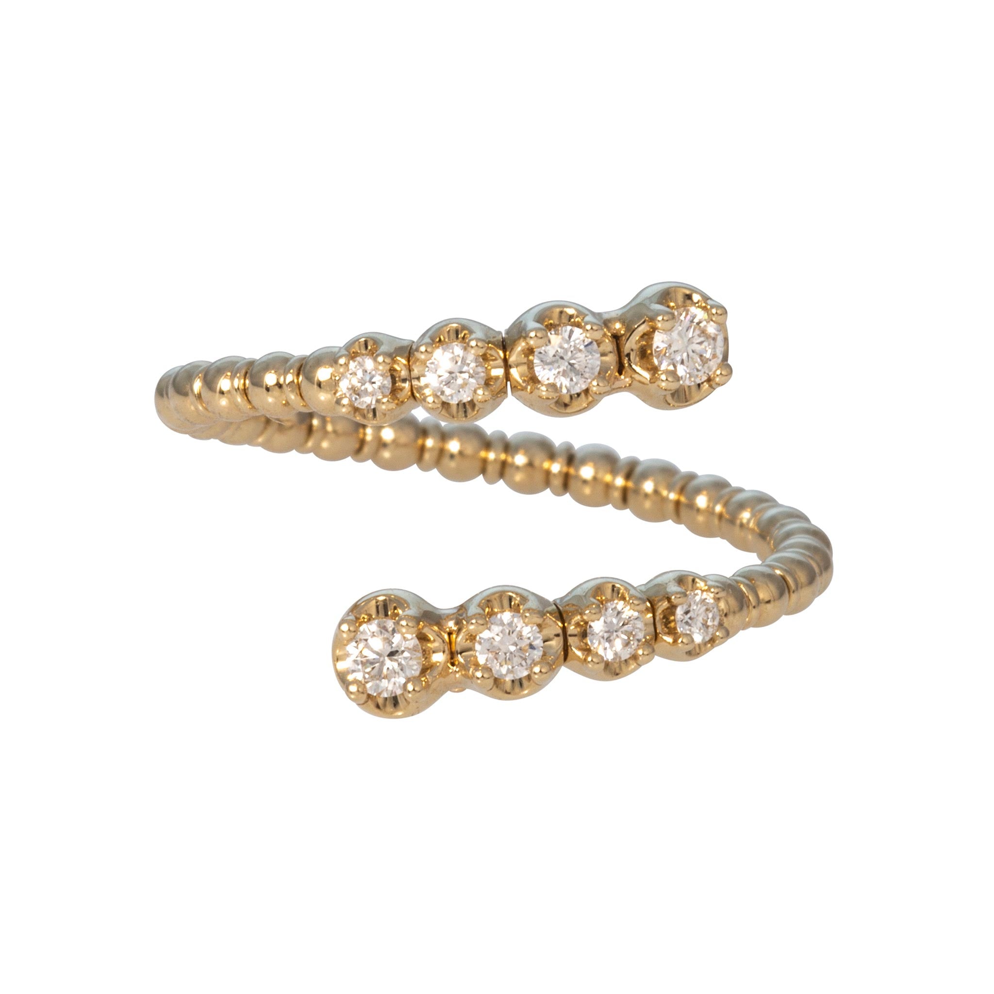 Graduated Diamond 14K Yellow Gold Flexible Bypass Ring