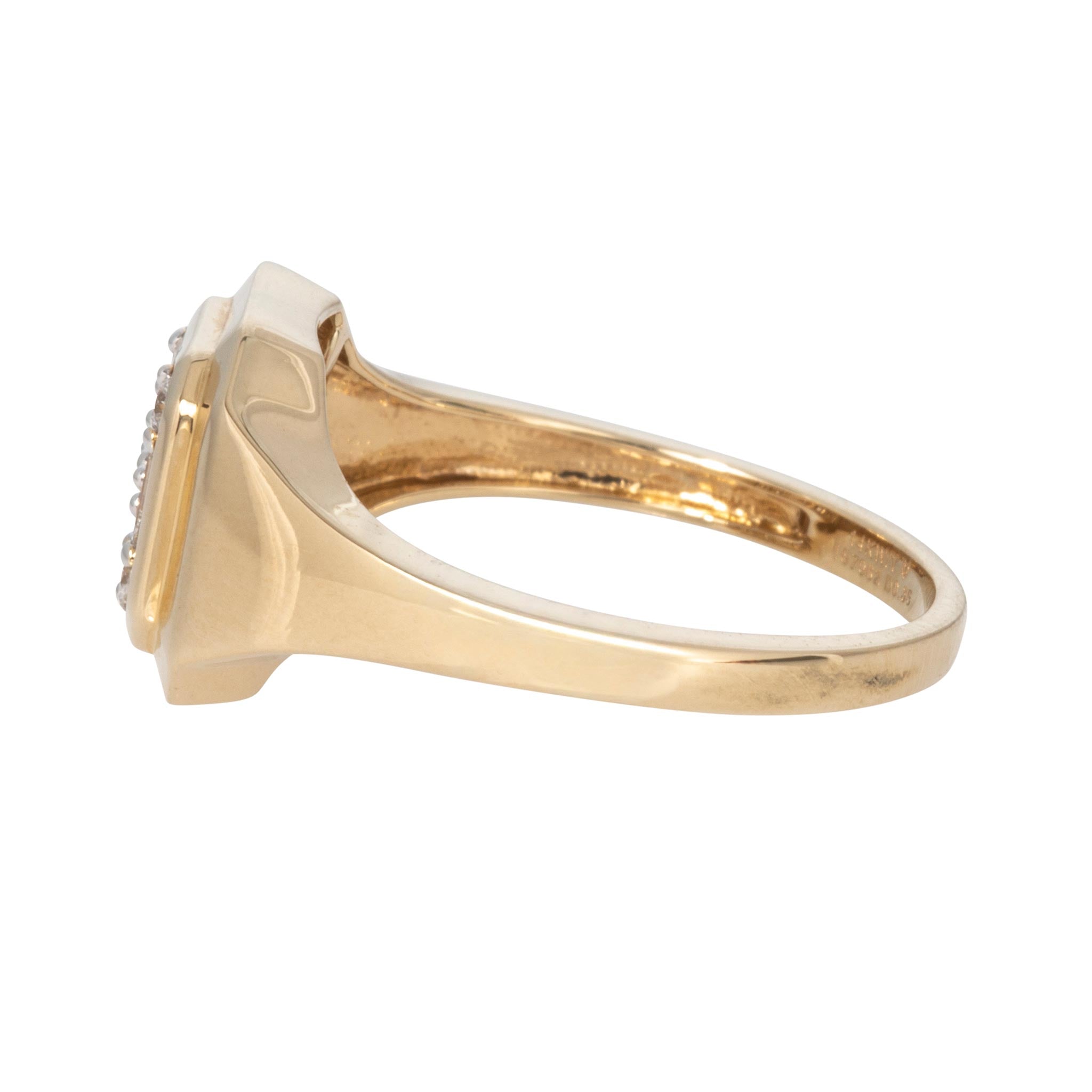 Diamond Mosaic 14K Yellow Gold Signet Ring