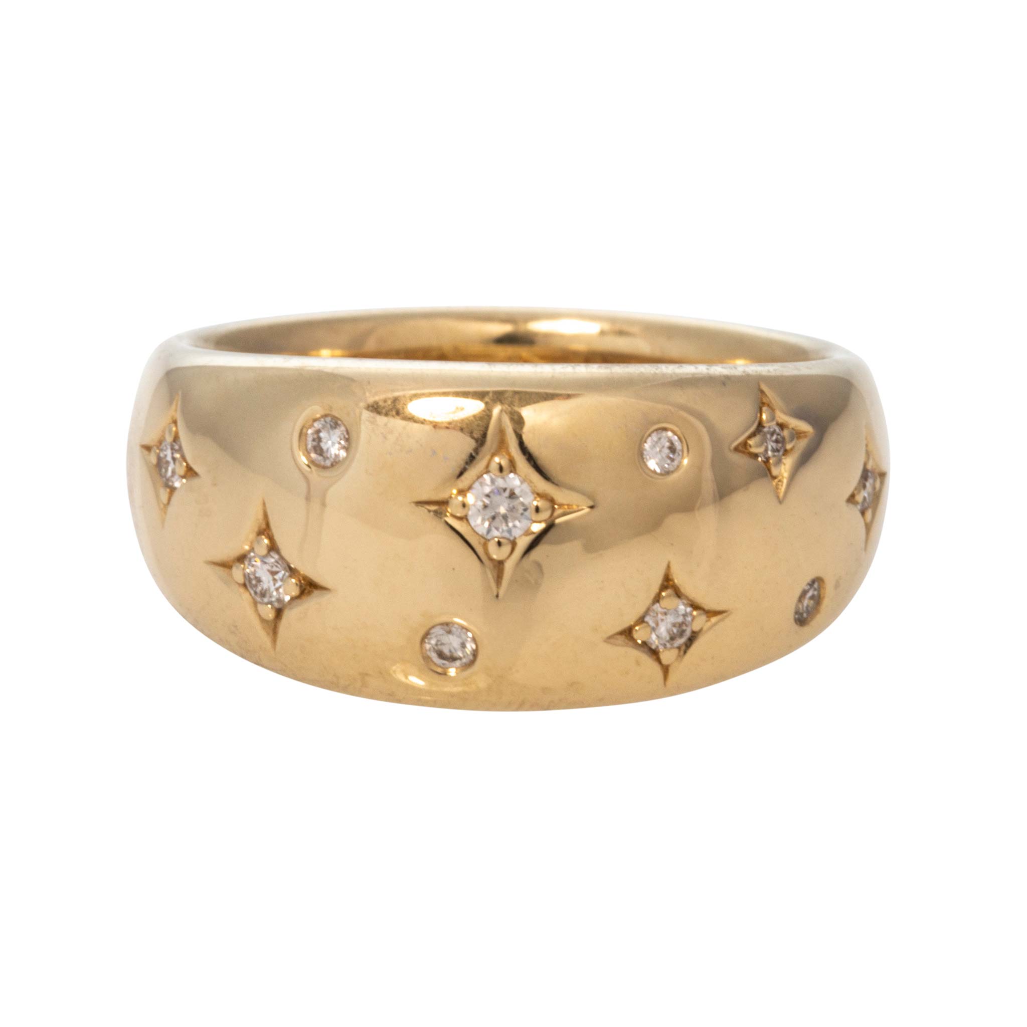 Diamond Celestial 14K Yellow Gold Wide Dome Ring