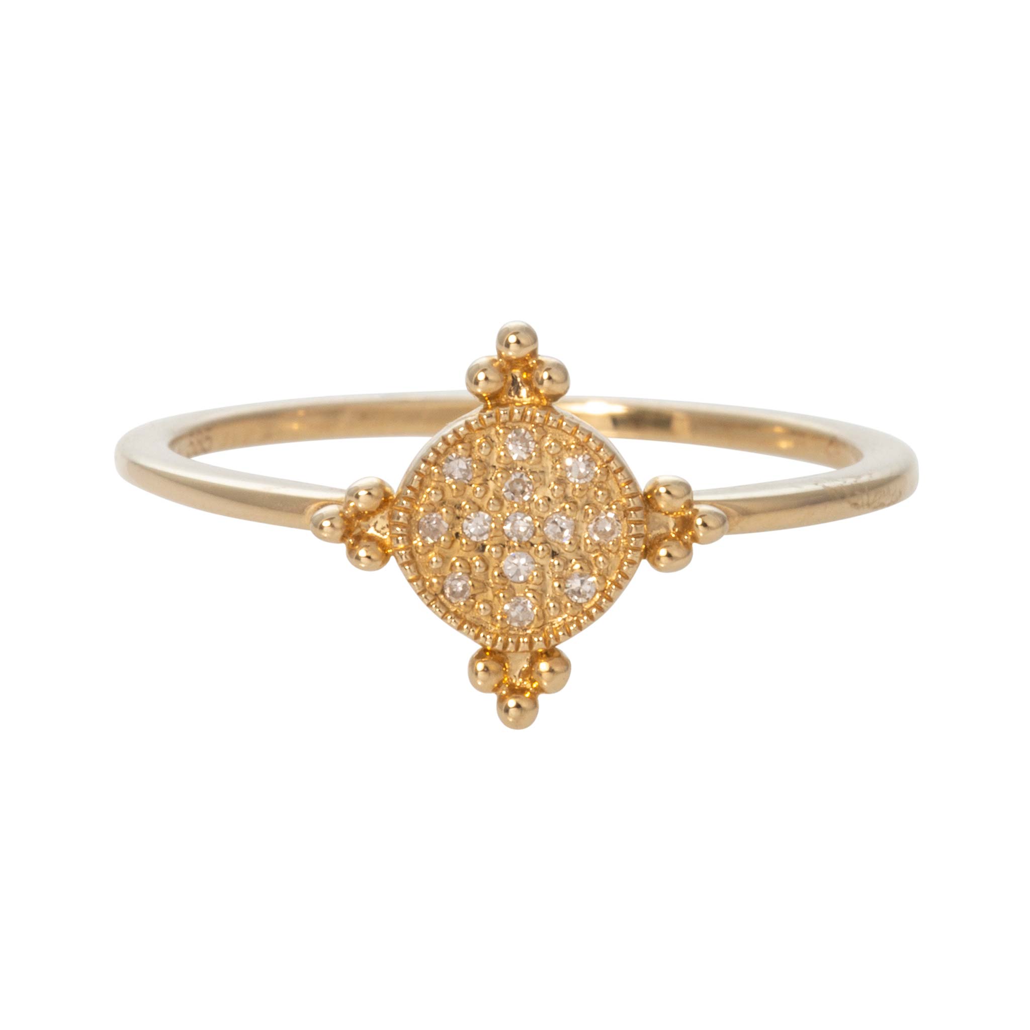 Diamond 14K Yellow Gold Granulation Ring