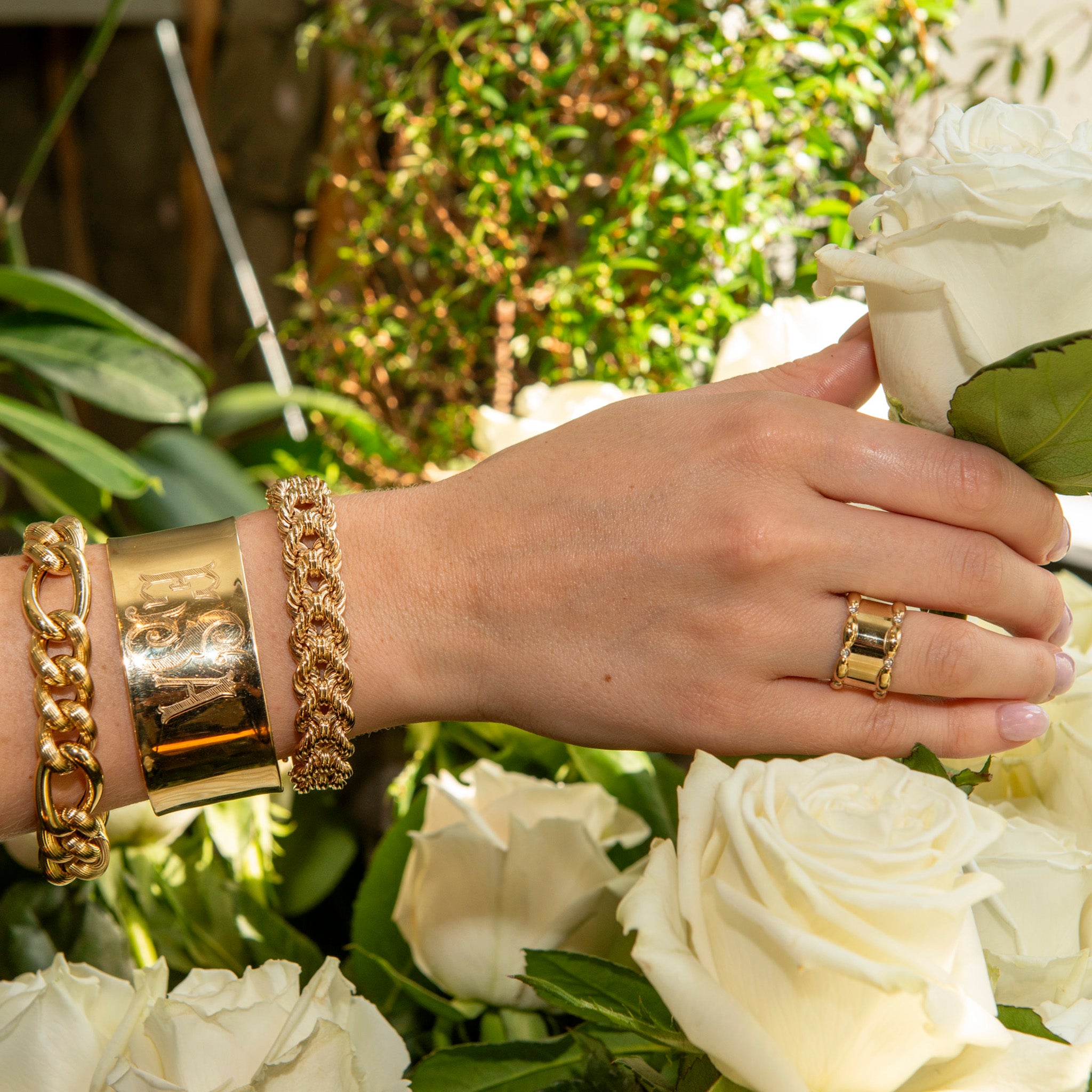 The Mary Ring, The Petite Club Bracelet, 14K Gold Extra Wide Cuff Bangle, The Mini Mariana Bracelet