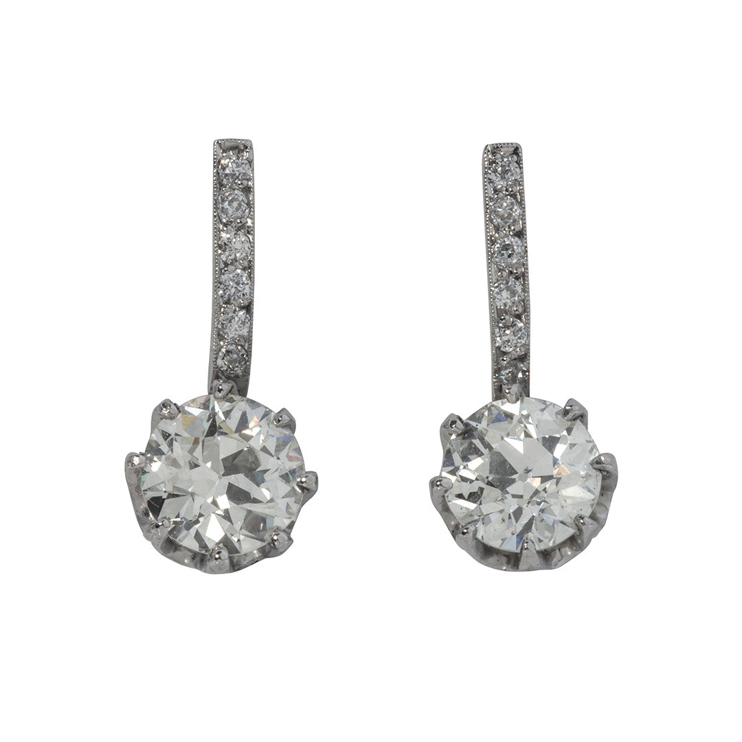 Estate 3.29ct Diamond Platinum Earrings