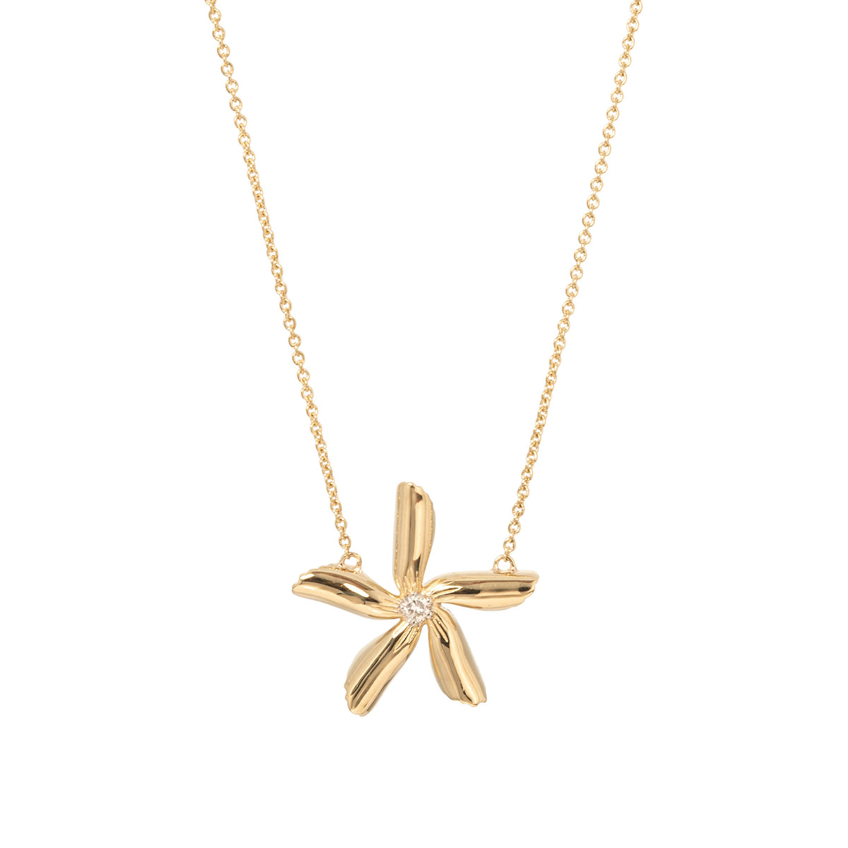 Diamond 14K Yellow Gold Star Jasmine Pendant Necklace