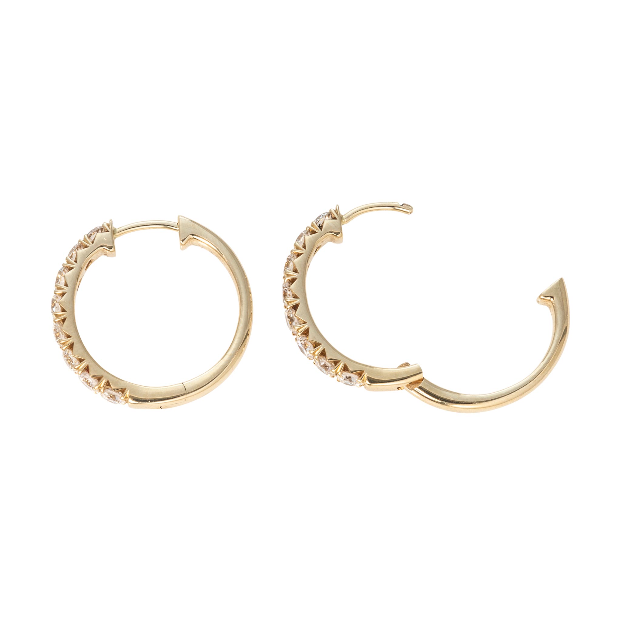 1ctw Diamond 14K Yellow Gold Hoop Earrings