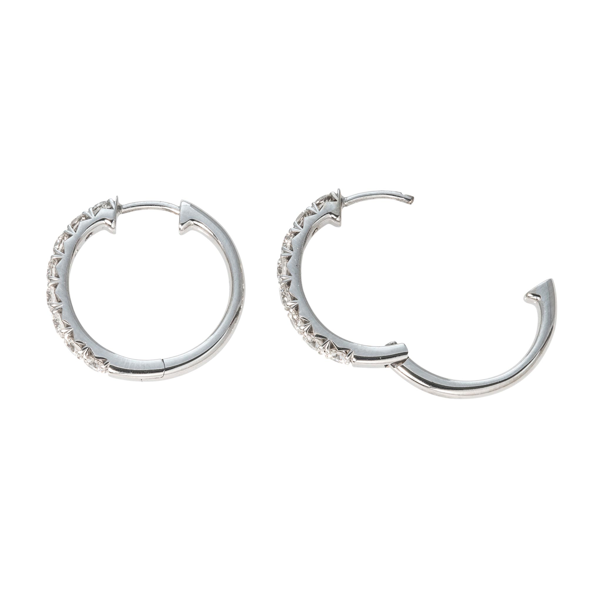 1ctw Diamond 14K White Gold Hoop Earrings