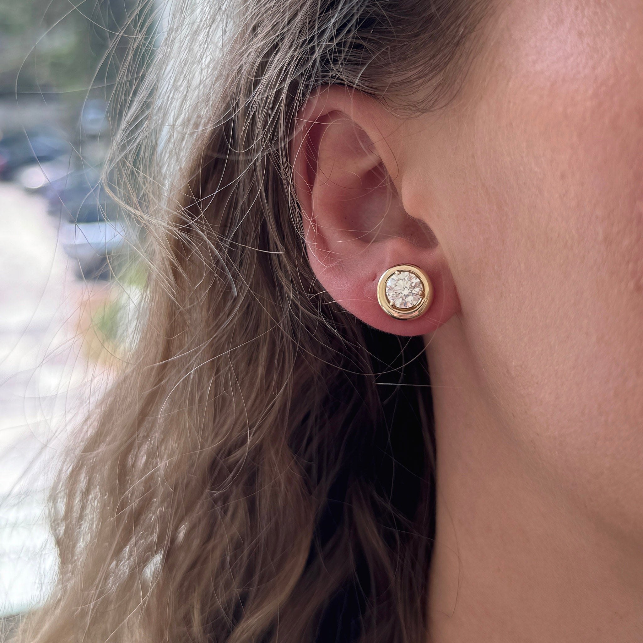 2ctw Diamond 14K Gold Martini Stud Earrings with Bezel Jackets