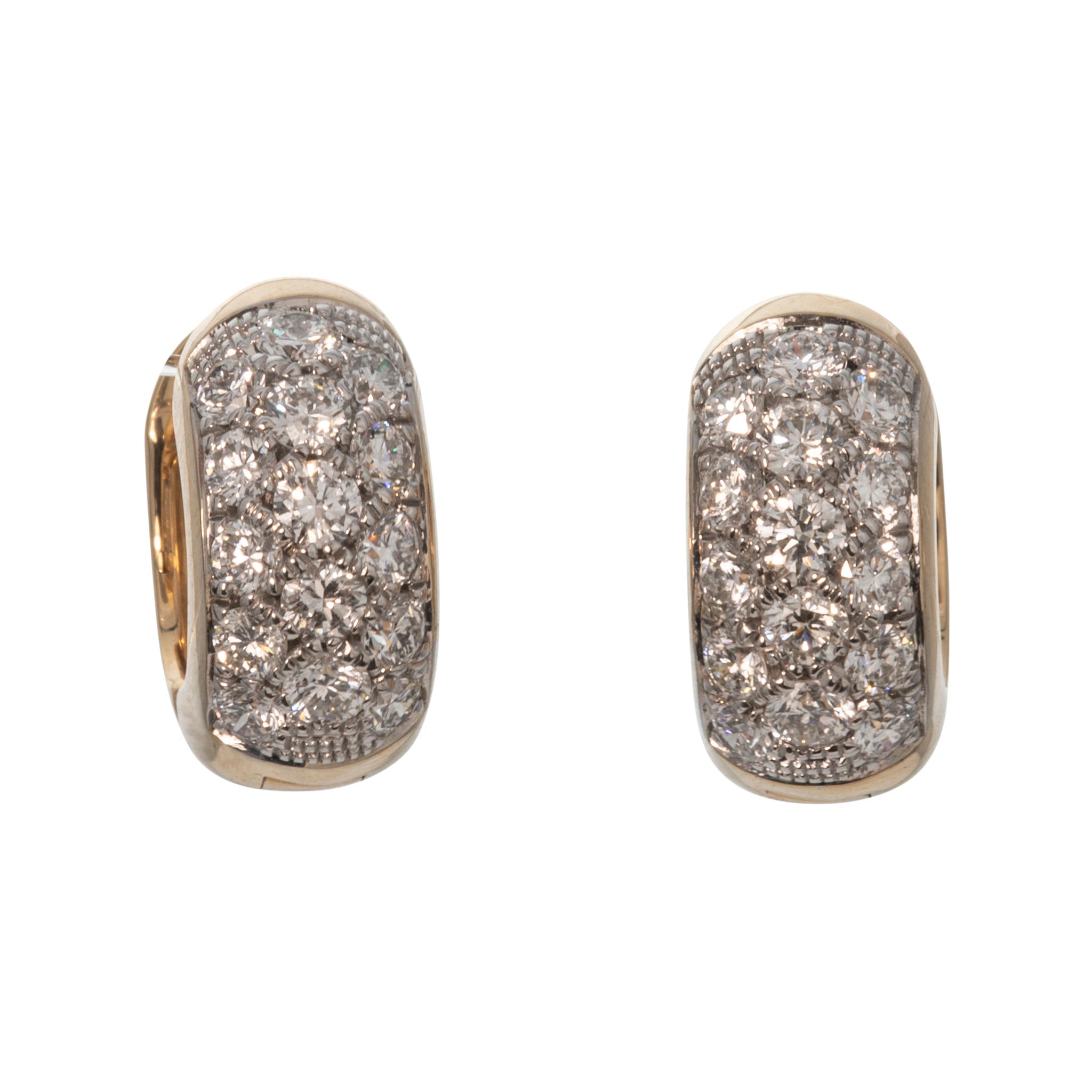 1ctw Diamond Pavé 18K Gold Two-Tone Huggie Earrings
