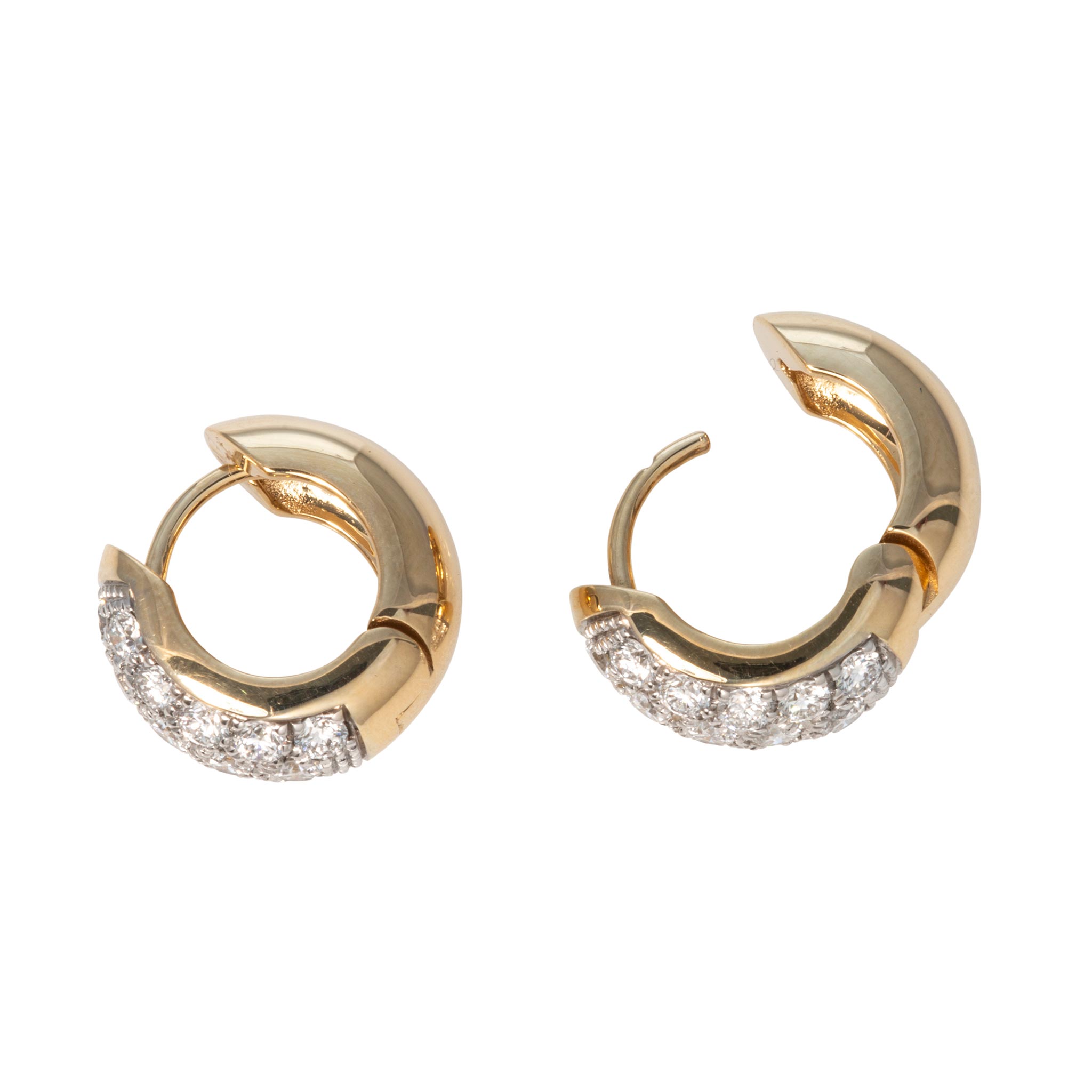 1ctw Diamond Pavé 18K Gold Two-Tone Huggie Earrings