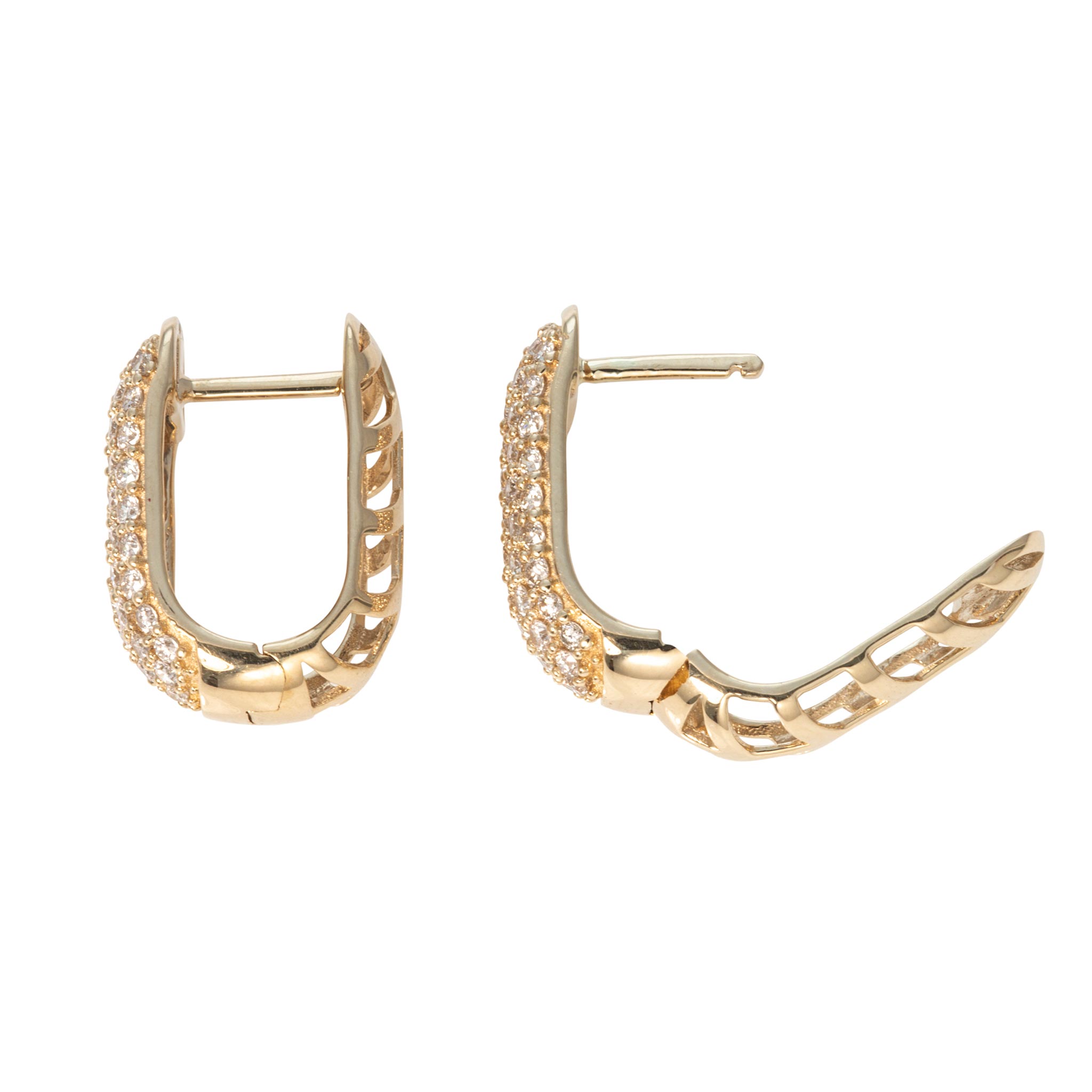 1ctw Diamond Pavé 14K Yellow Gold Oval Huggie Earrings