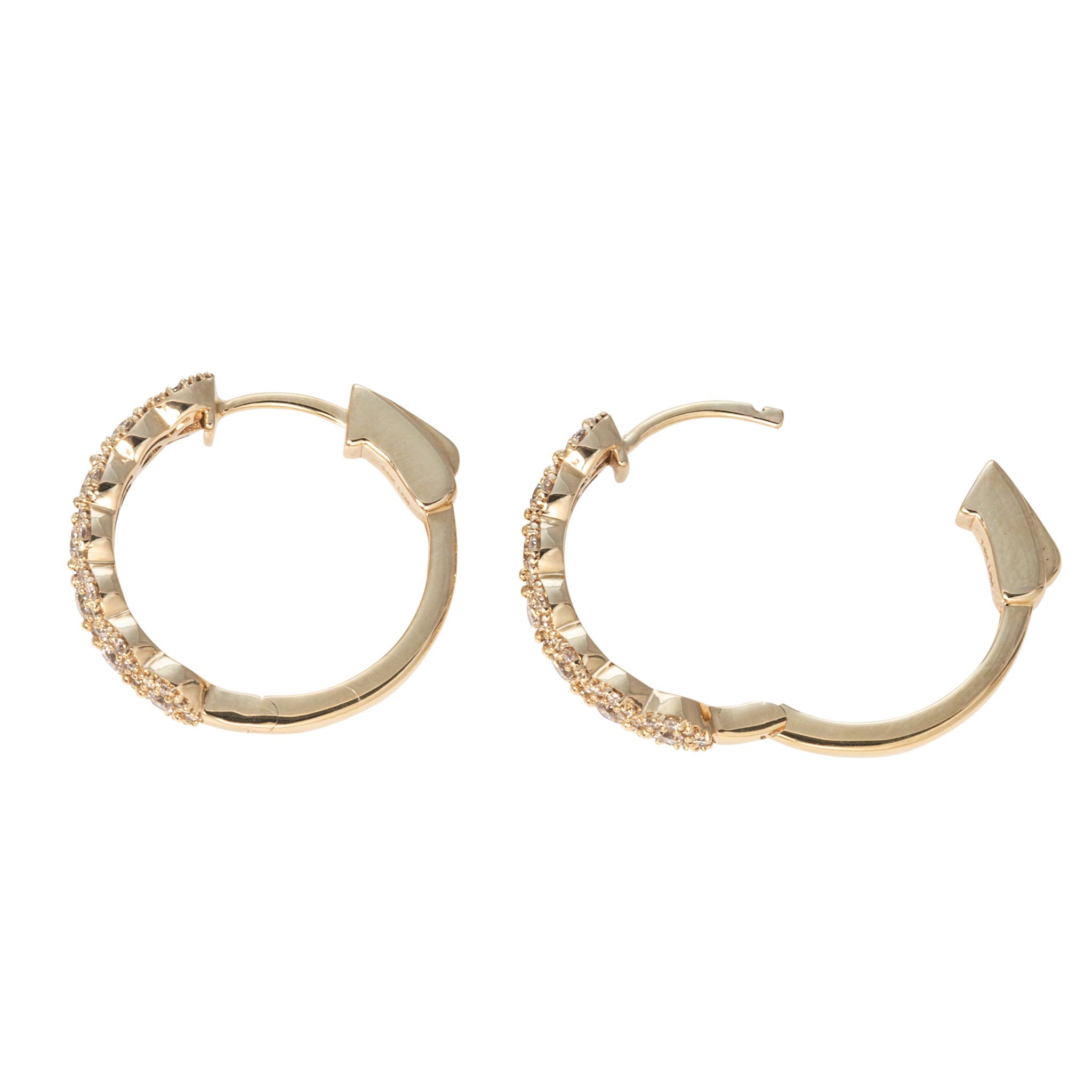 Diamond Pavé Halo 14K Yellow Gold Hoop Earrings