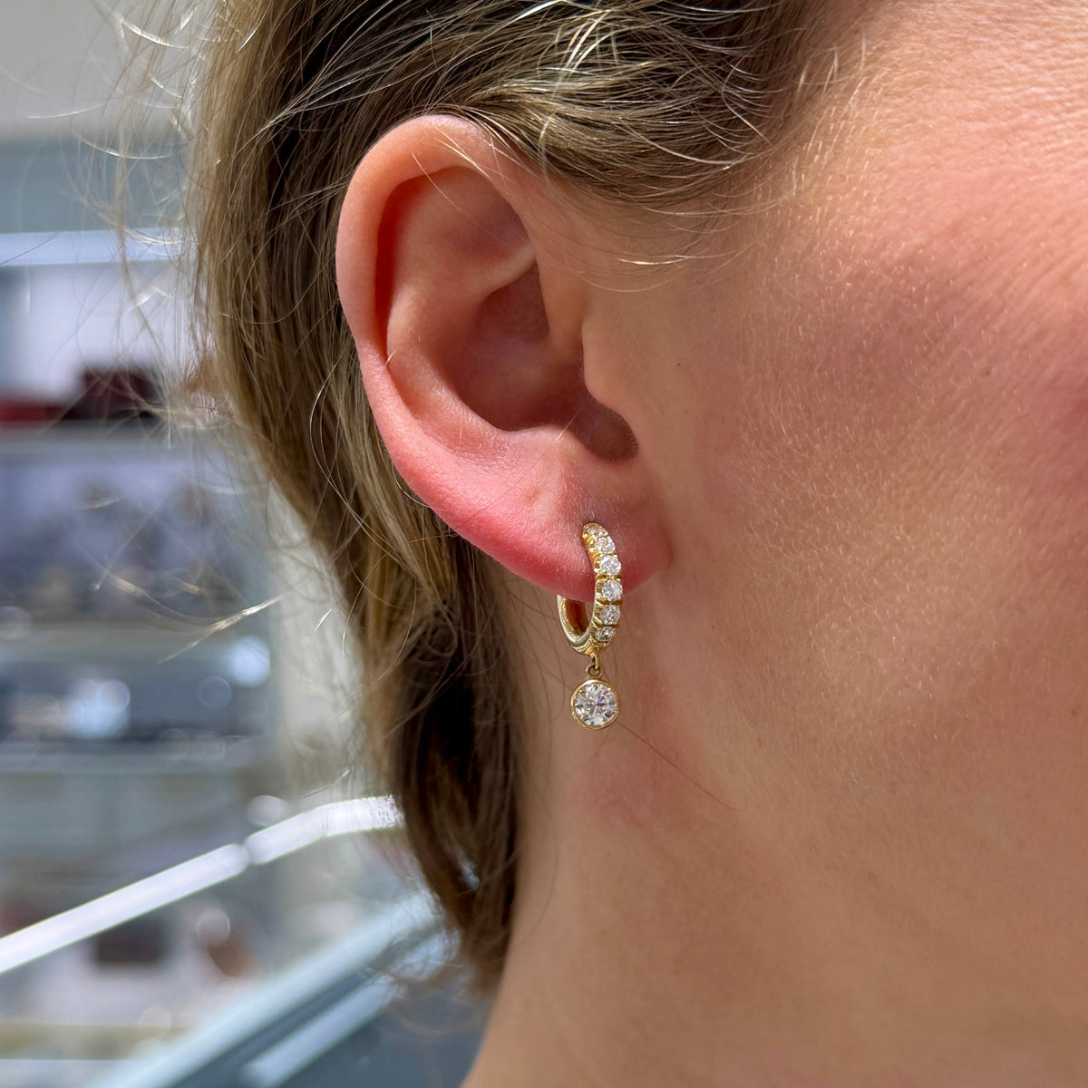 Single Stone Leda Drop Huggie Earrings