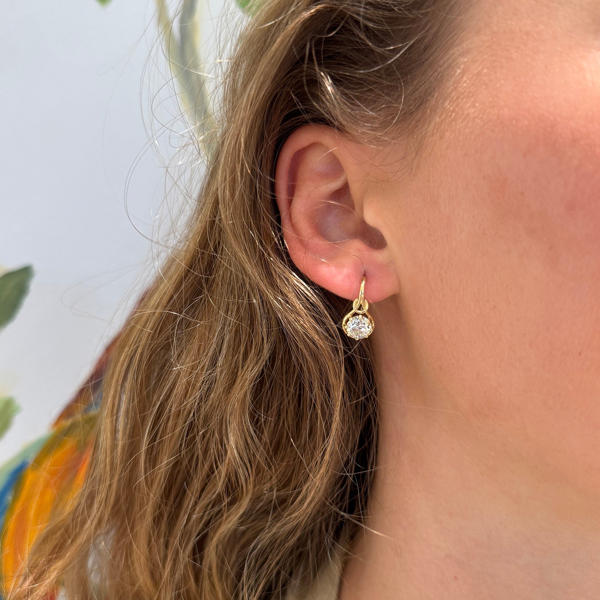 2ctw Diamond 14K Gold Drop Earrings