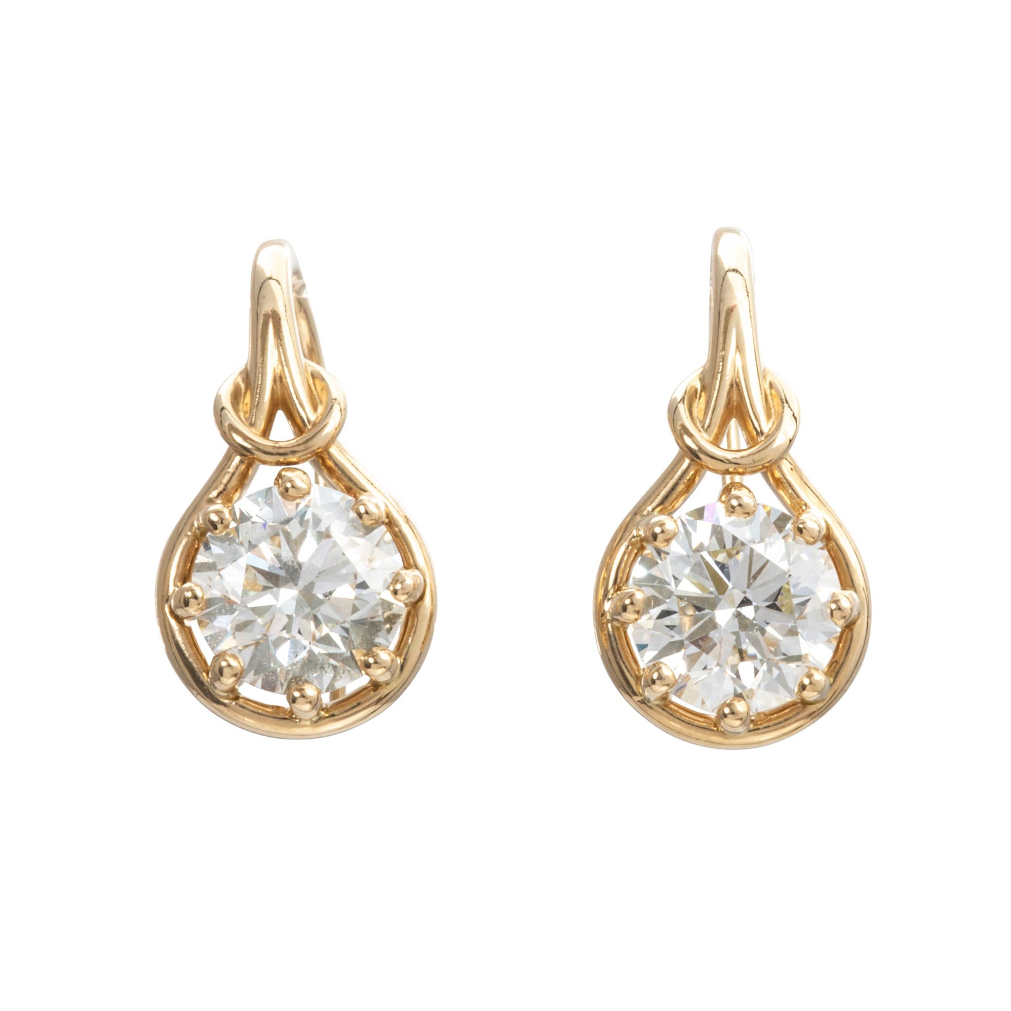 2ctw Diamond 14K Gold Drop Earrings