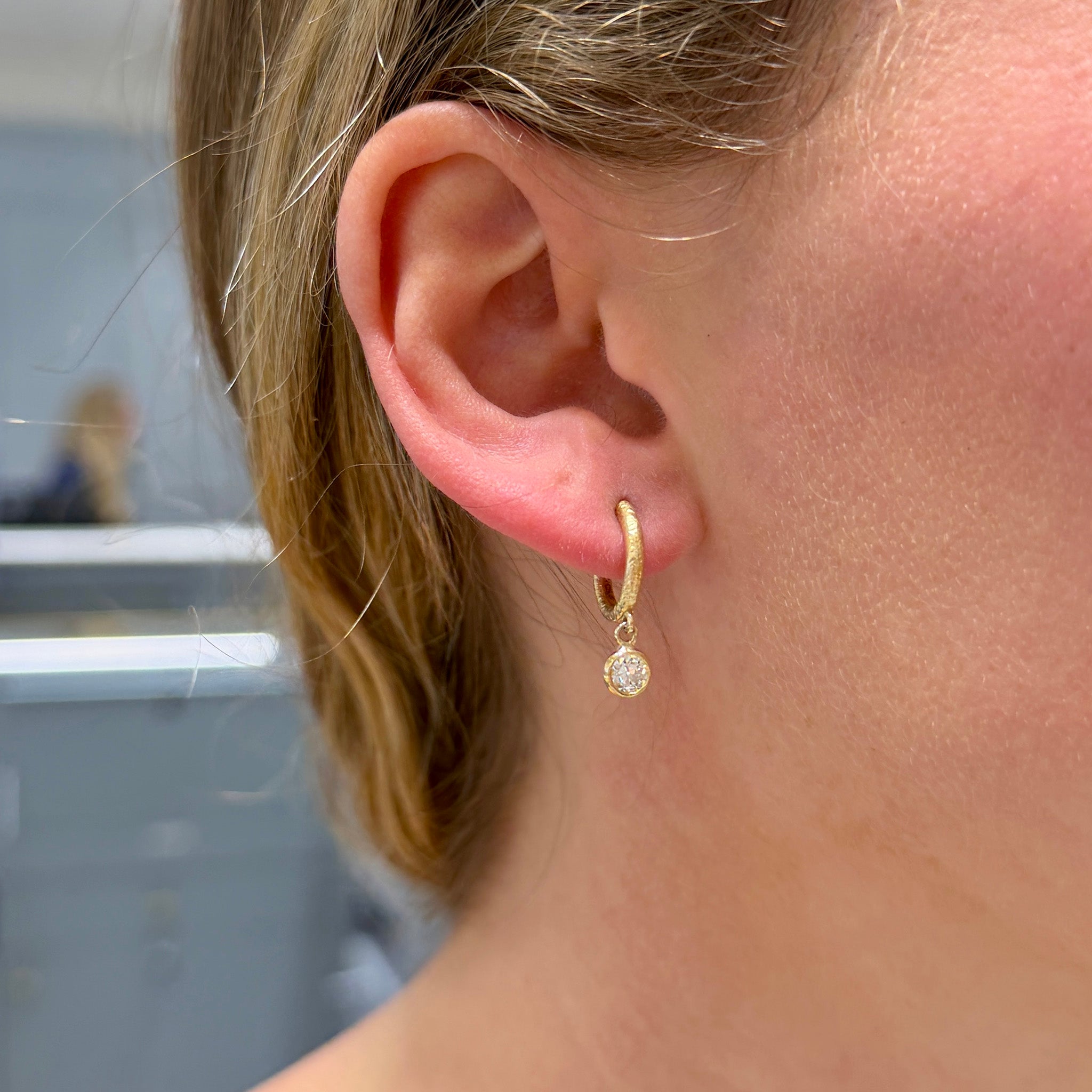 Single Stone Jane Drop Huggie Earrings