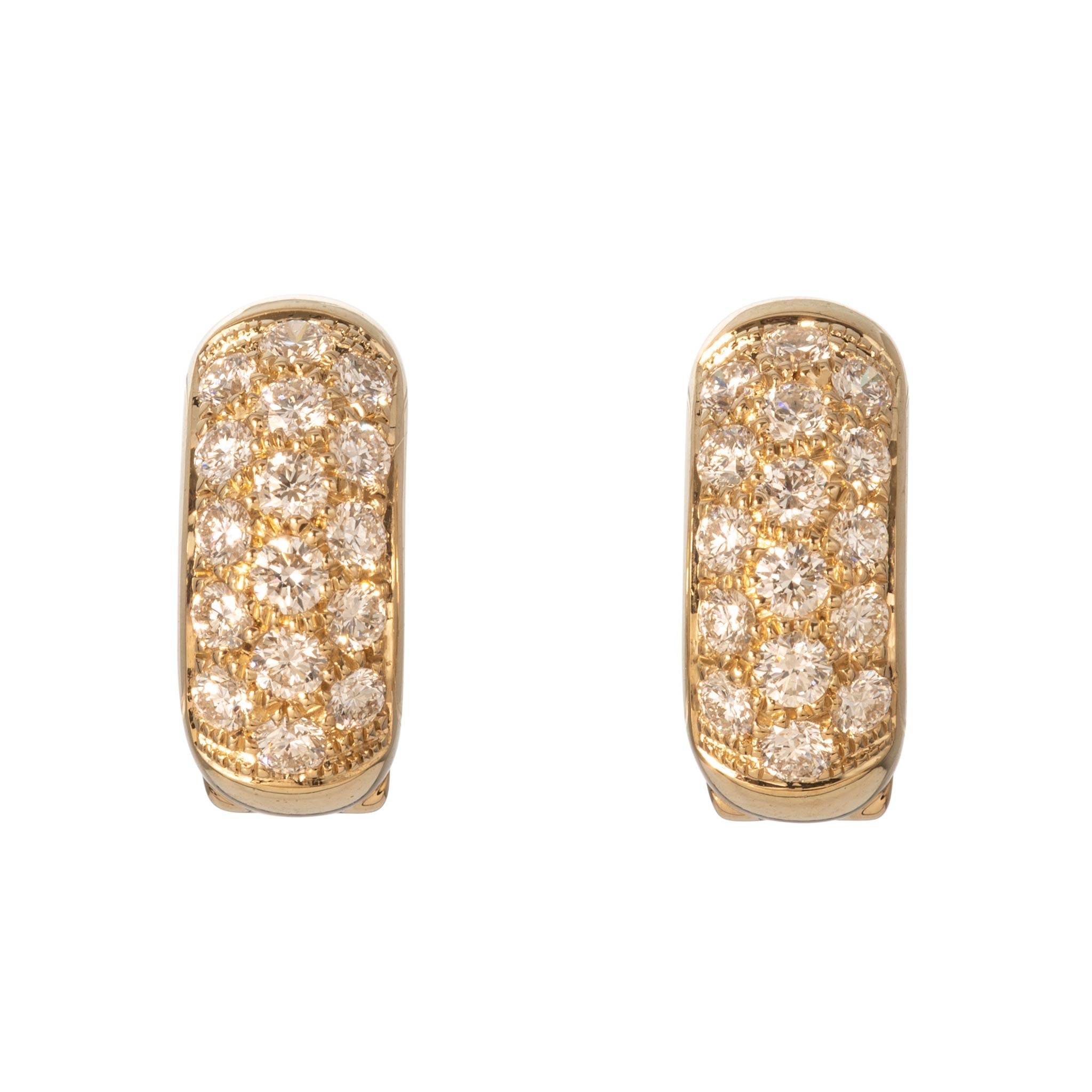 1ctw Diamond Pavé 14K Yellow Gold Oval Huggie Earrings