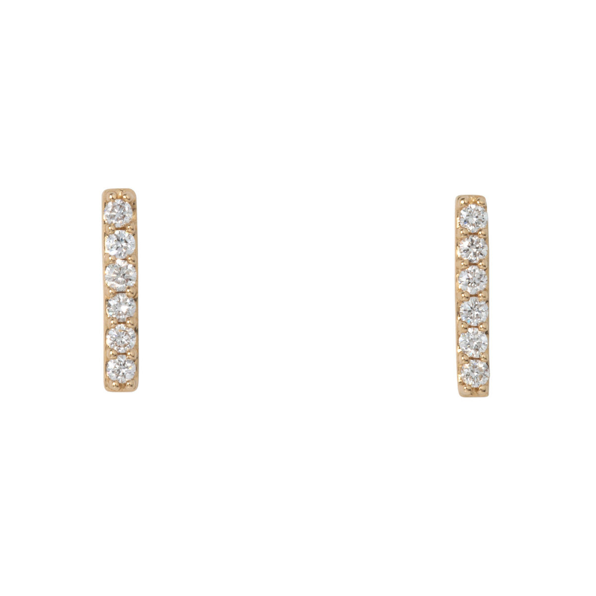 .10ctw Diamond Pavé Bar 14K Yellow Gold Stud Earrings