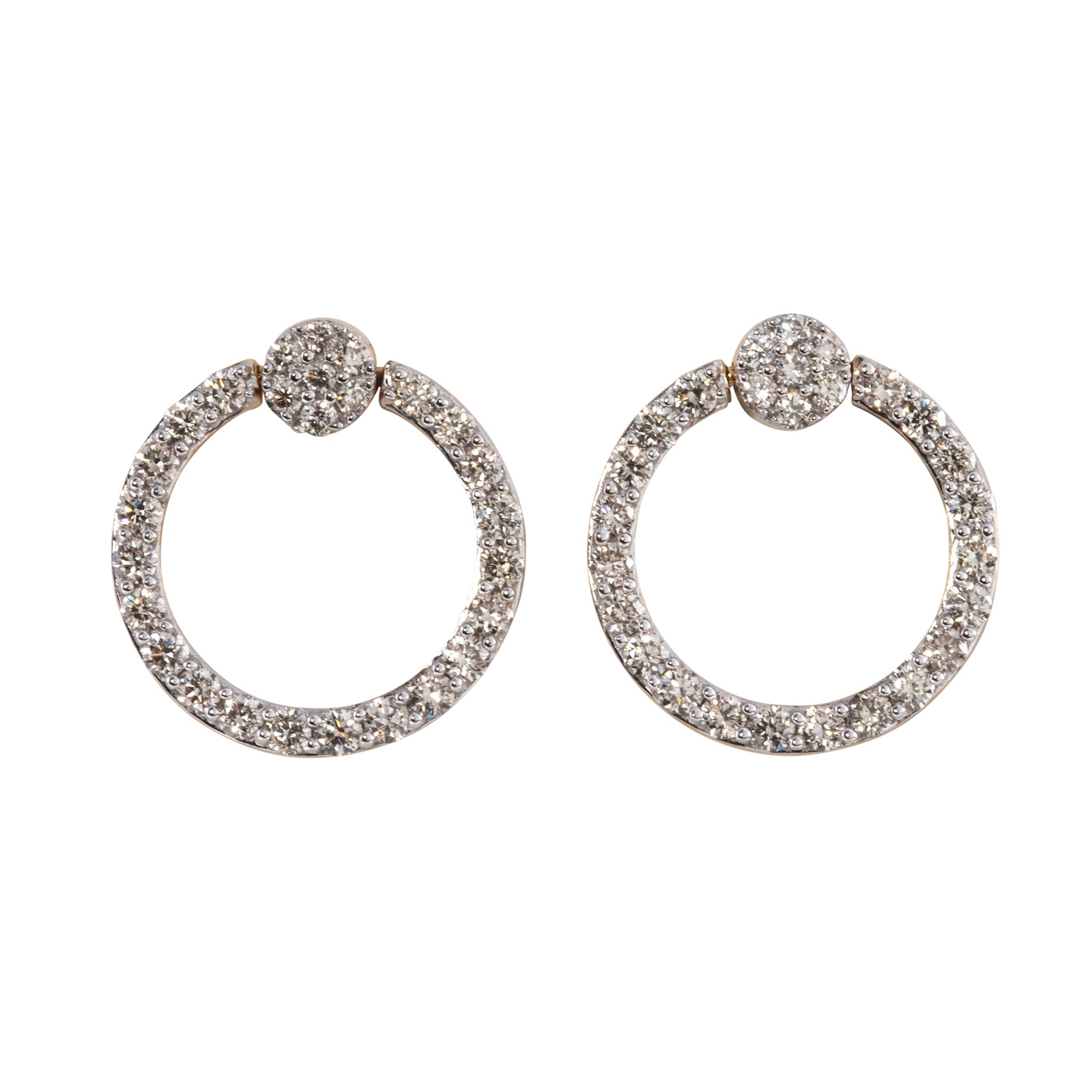 Diamond 14K Gold Reversible Circle Drop Earrings