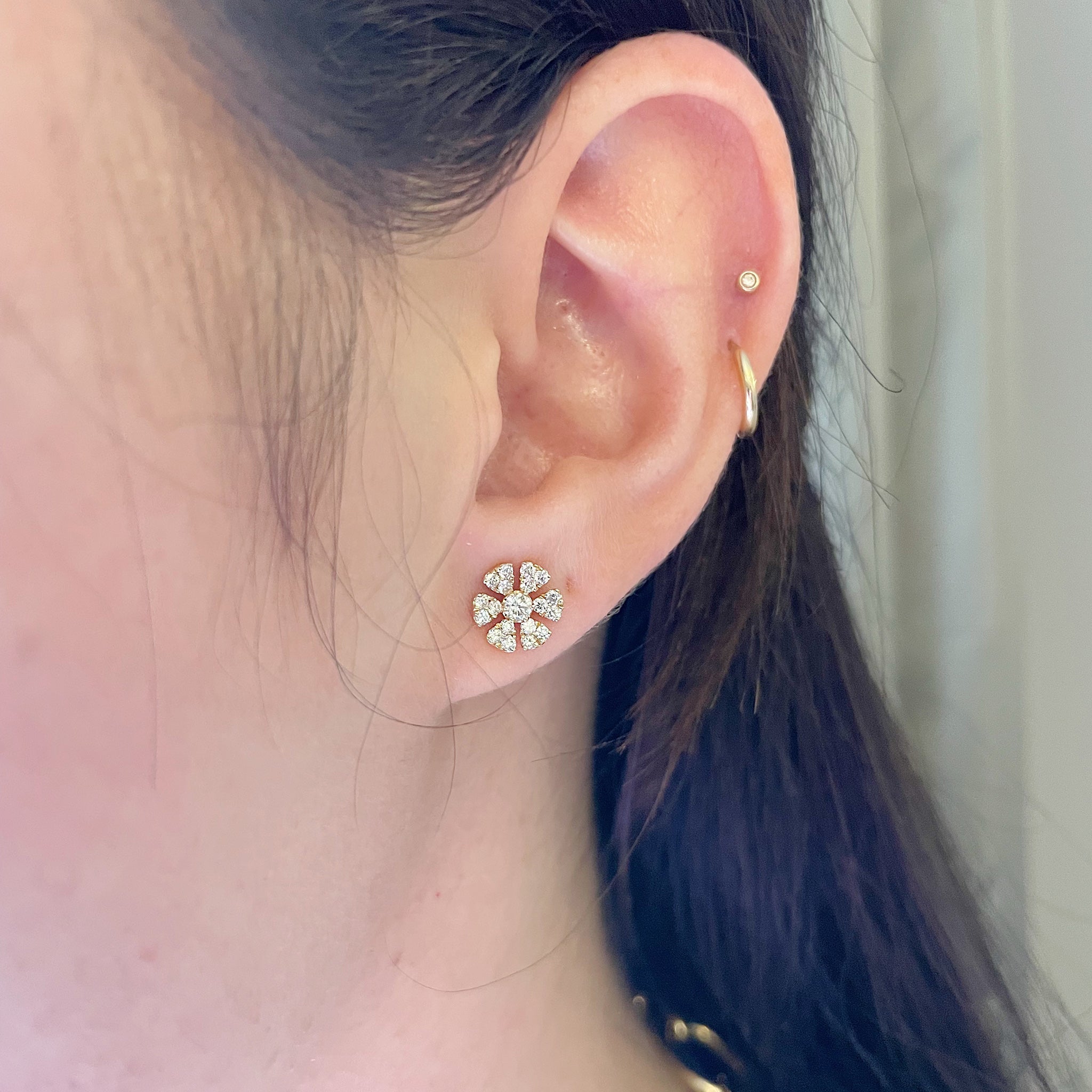 .50ctw Diamond 14K Yellow Gold Daisy Stud Earrings