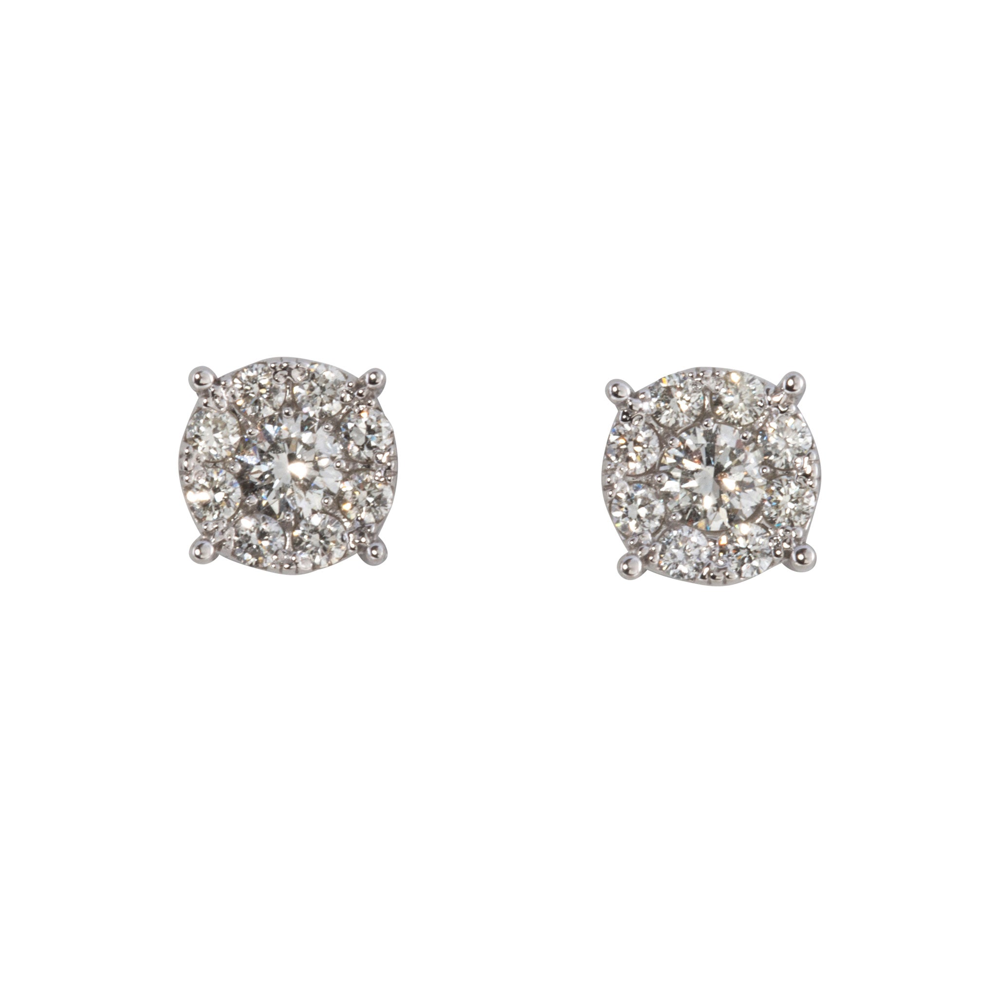 .50ct Diamond Cluster 14K White Gold Stud Earrings