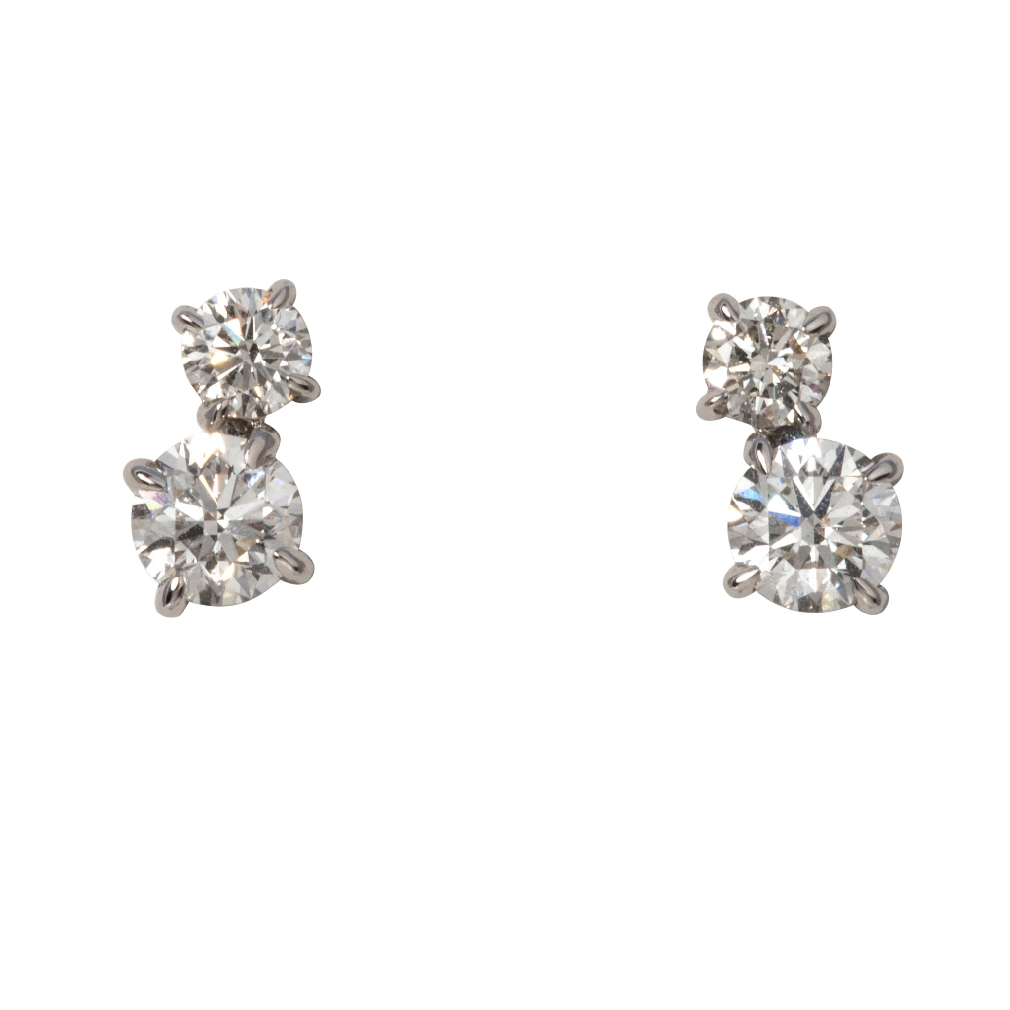 1.42ctw Round Double Diamond Stud Earrings