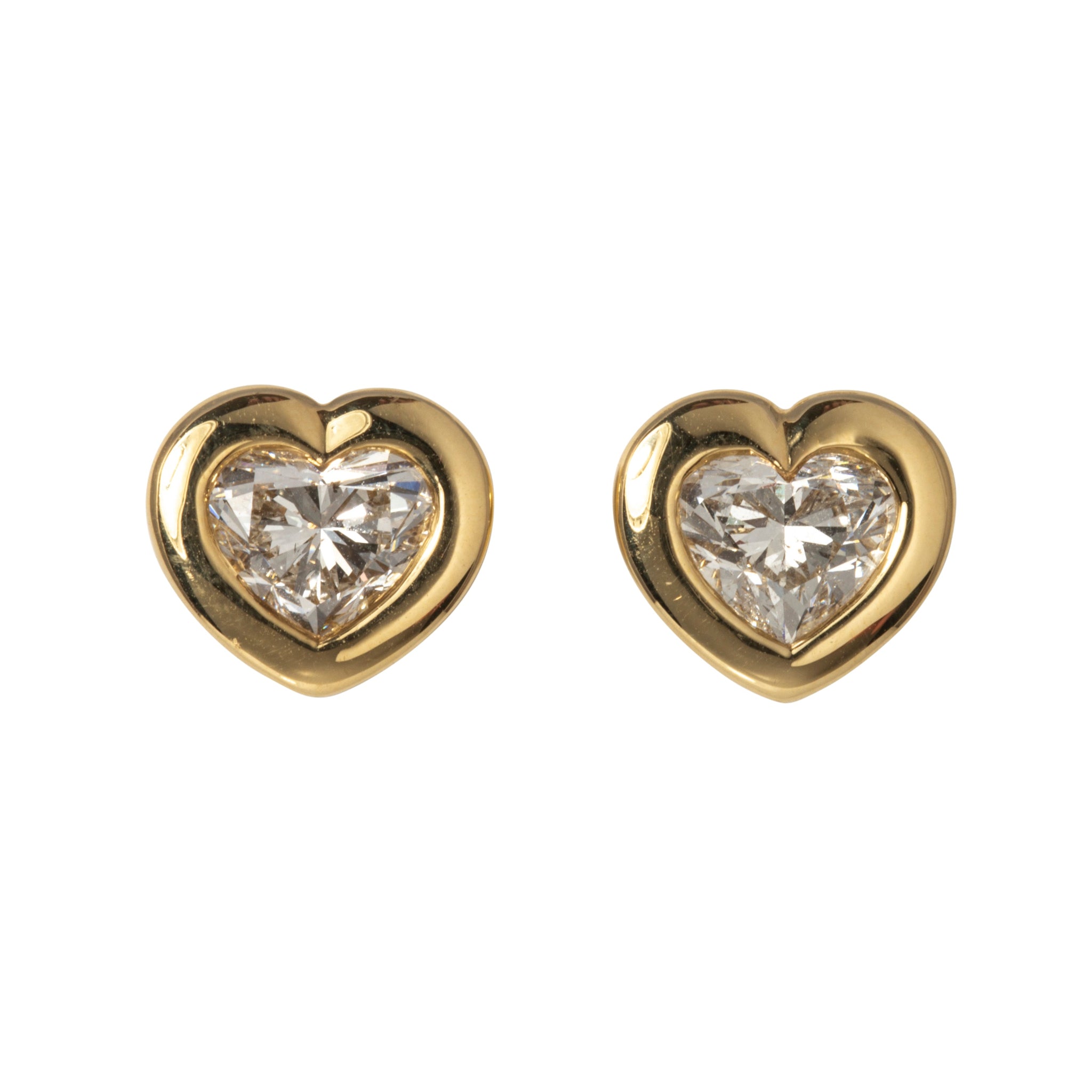 3.0ctw Diamond Heart 18K Gold Stud Earrings