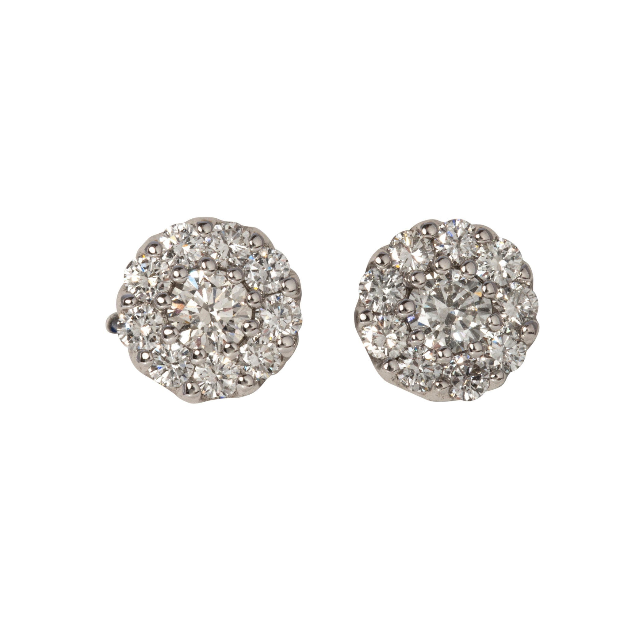 1.59ctw Diamond Cluster 18K White Gold Stud Earrings