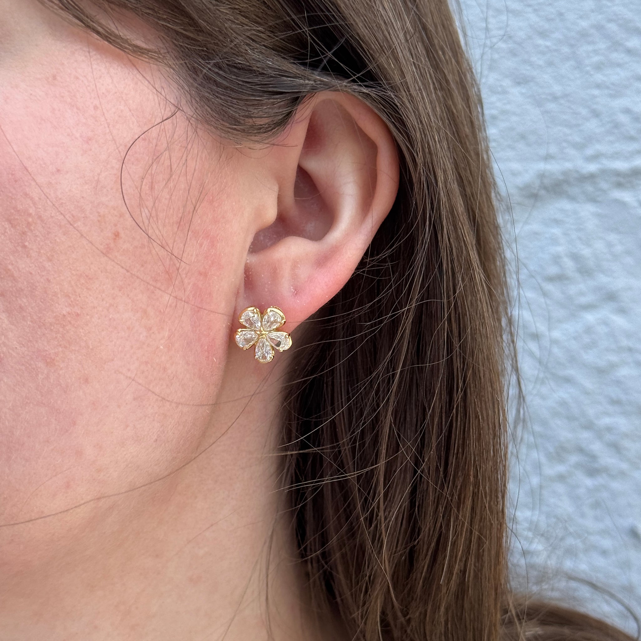 Christopher Designs 2ctw L’Amour Crisscut Pear Diamond Flower Earrings