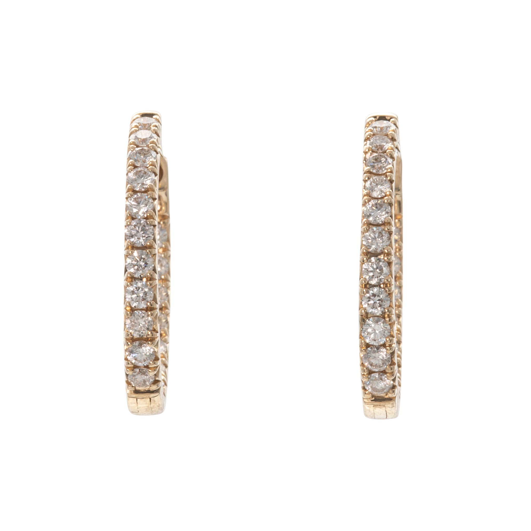 .70ctw Diamond Inside-Out 14K Yellow Gold Oval Hoop Earrings