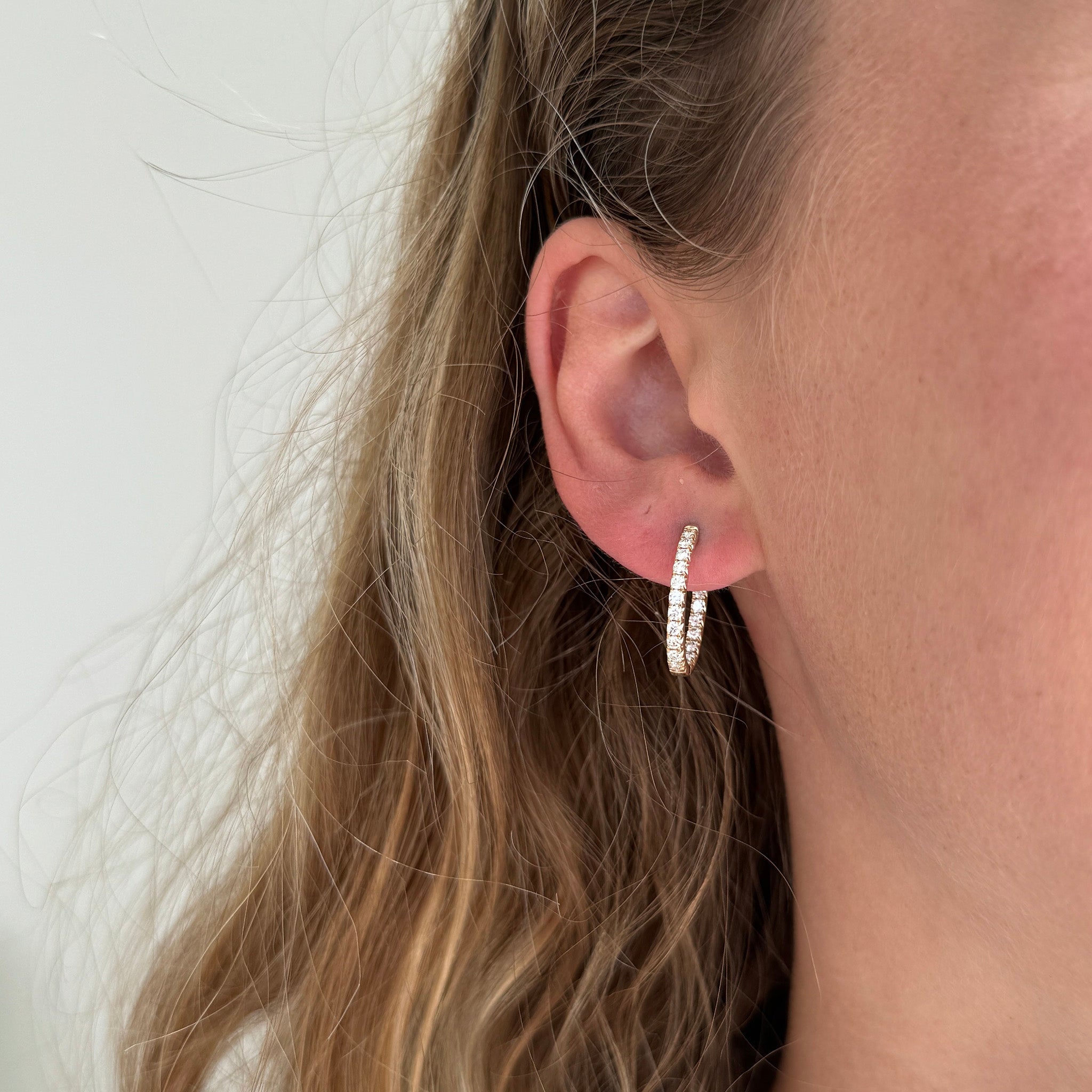 .70ctw Diamond Inside-Out 14K Yellow Gold Oval Hoop Earrings