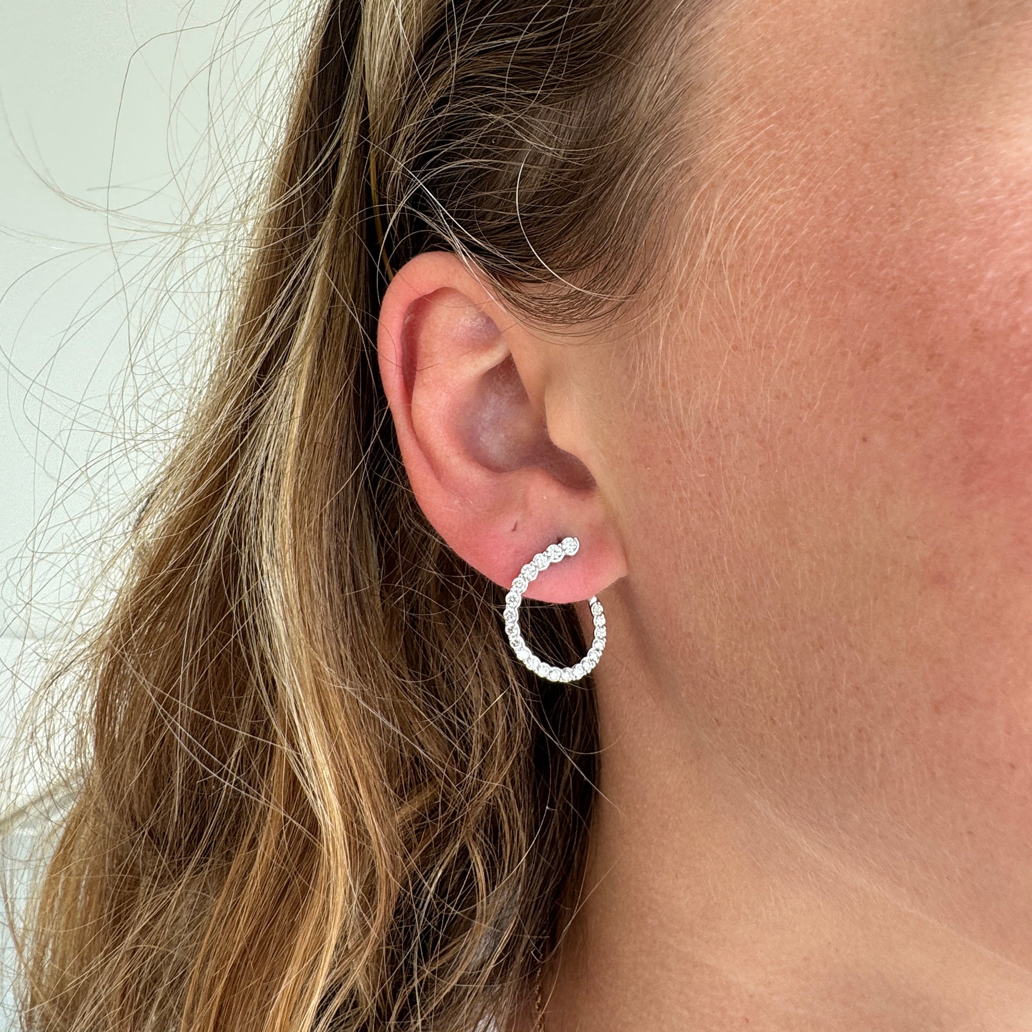 .70ctw Graduated Diamond Front to Back 14K White Gold Earrings